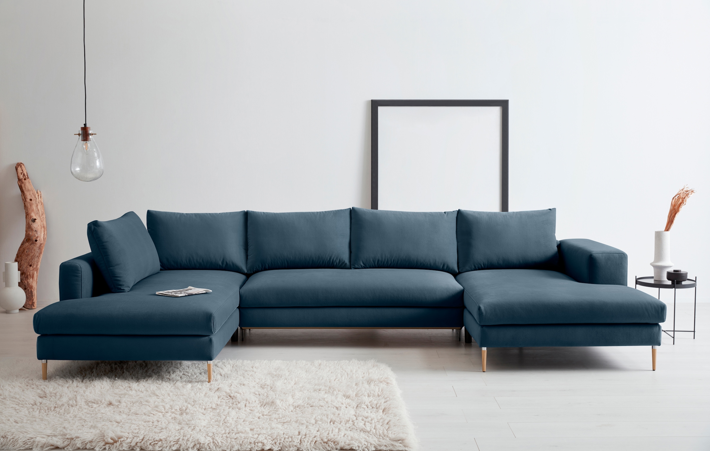 OTTO products Wohnlandschaft »Finnja, viel Platz, wahlweise Bettfunktion und Bettkasten, U-Form«