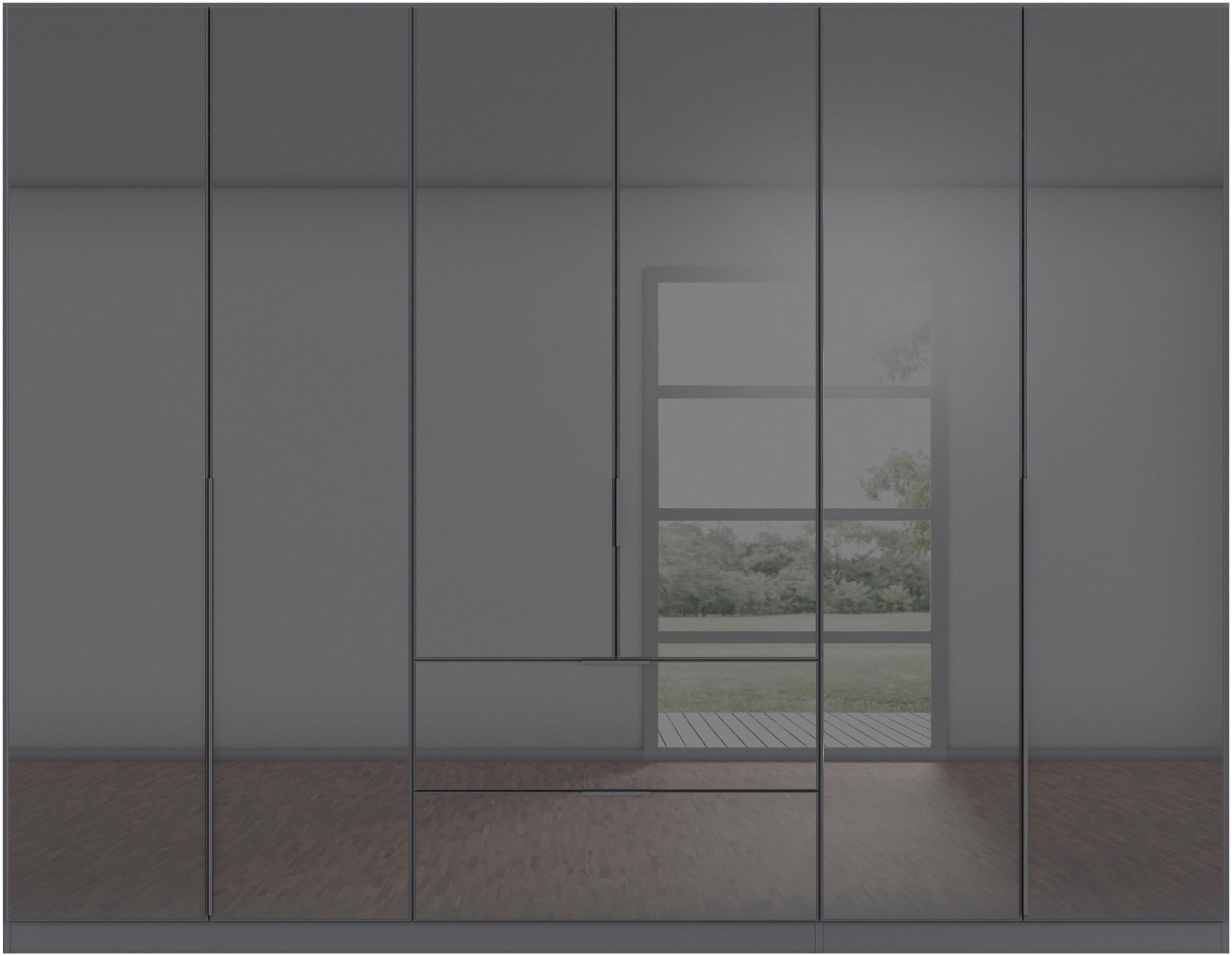 rauch Drehtürenschrank »Kleiderschrank Kleiderschränke Schrank Garderobe AGORDO mit Glasfront«, (in zwei Griff-Farben, Breiten 91-360 cm), mit Außenschubkästen, in 7 Breiten und 2 Höhen MADE IN GERMANY