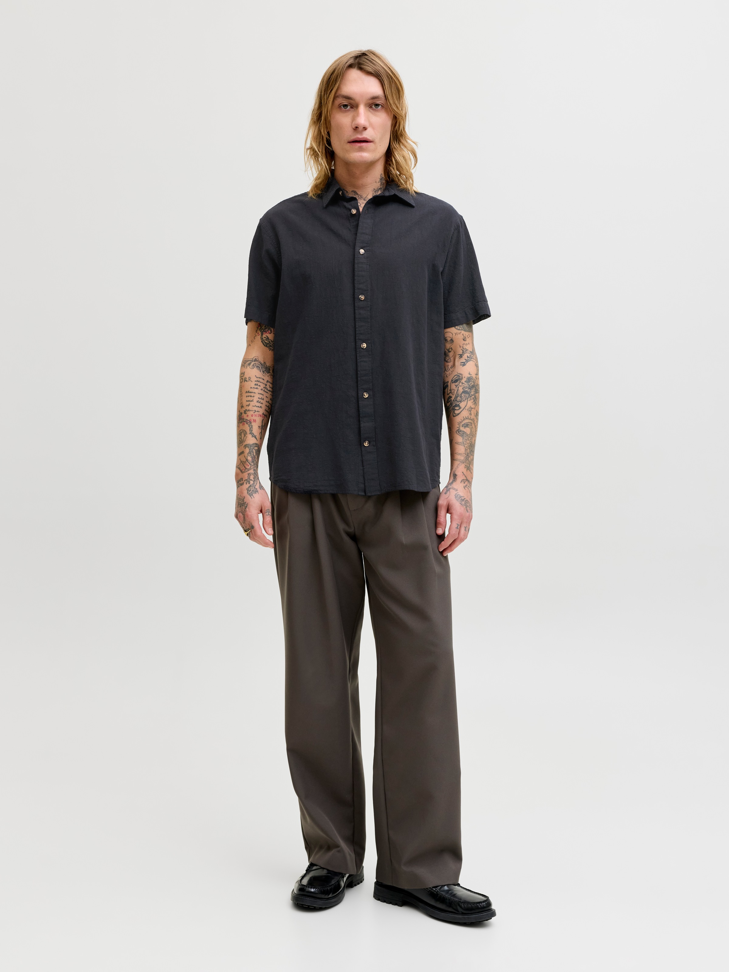 Jack & Jones Kurzarmhemd »JJESUMMER LINEN BLEND SHIRT S/S SN« Baumwolle mit Leinen, regular fit