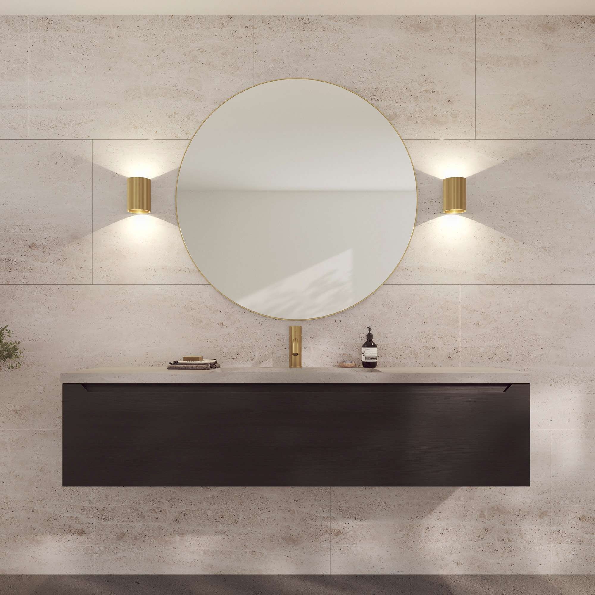 Loevschall Wandspiegel »Refine, Wandspiegel Rund für alle Raumtypen, Stilvoller Rahmen«, Runder Spiegel für Schlafzimmer, Wohnzimmer, Garderobe und Badezimmer