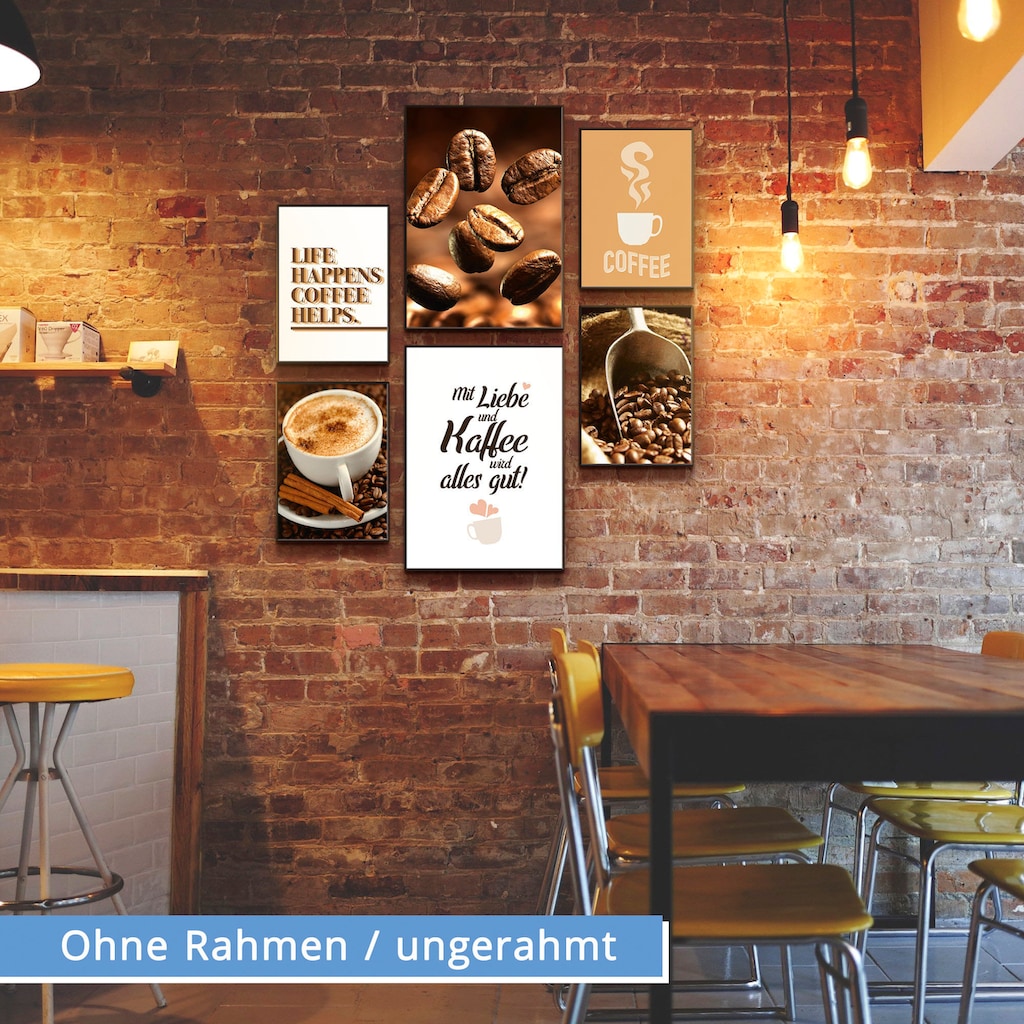 Artland Poster »Kaffee Vielfalt«, Kaffee Bilder, (Set, 6 St.)