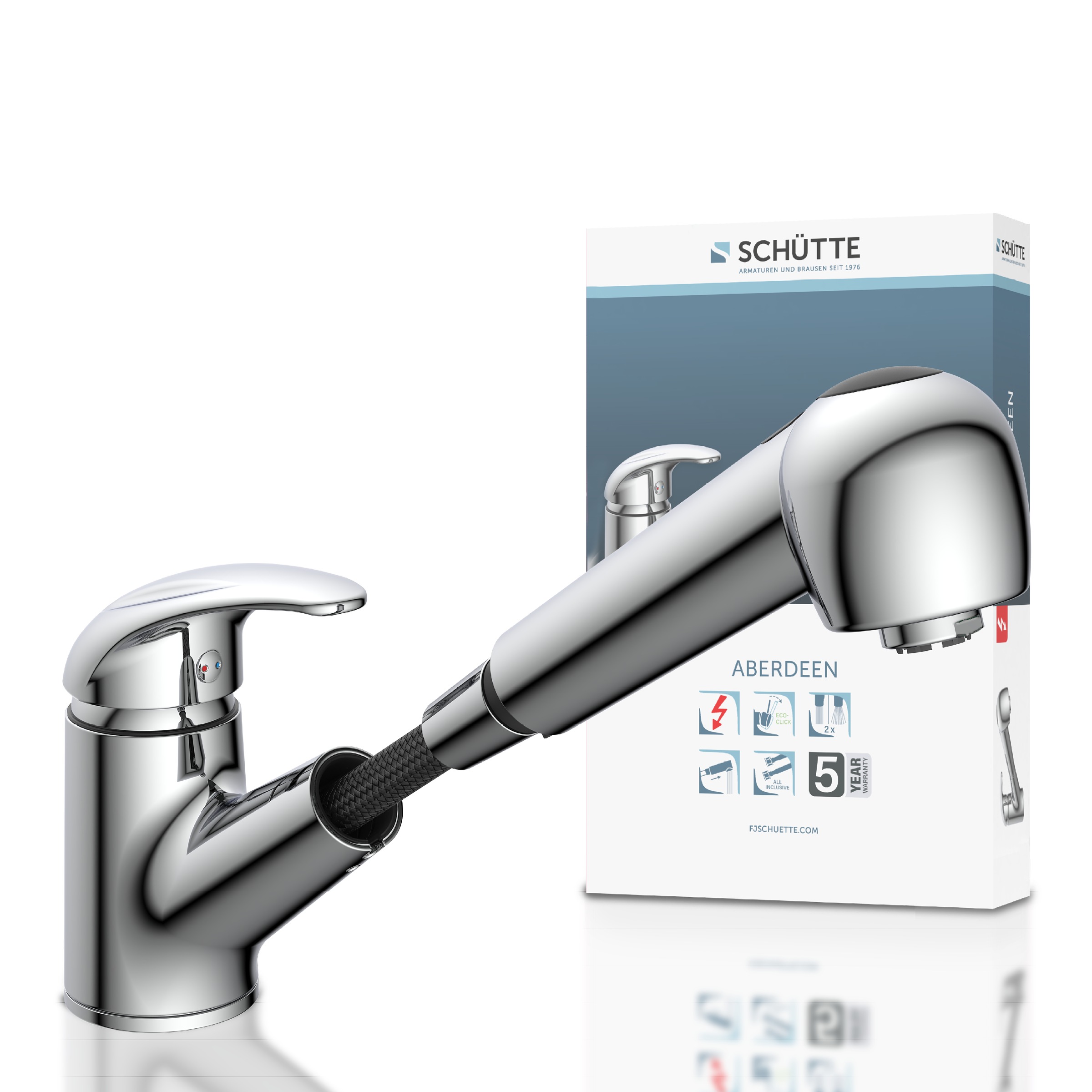 Schütte Spültischarmatur »ABERDEEN« mit Geschirrbrause, Niederdruck Armatur Küche, 150° schwenkbar, Chrom