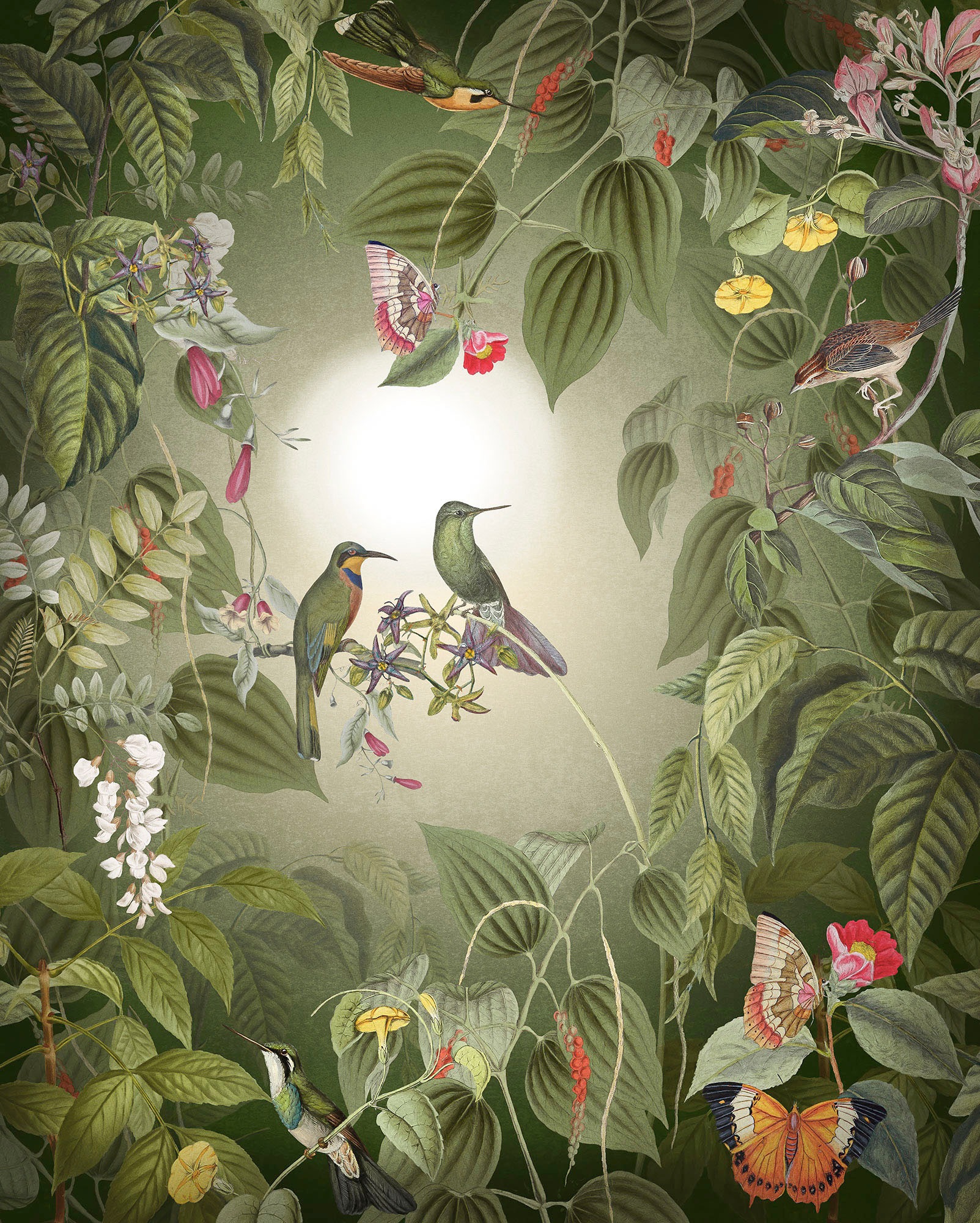 Komar Fototapete »Wildlife Birds«, Wald-floral, Größe: 200 x 250 cm (Breite x Höhe), Deutsches Qualitätsvlies (150 g/m²)