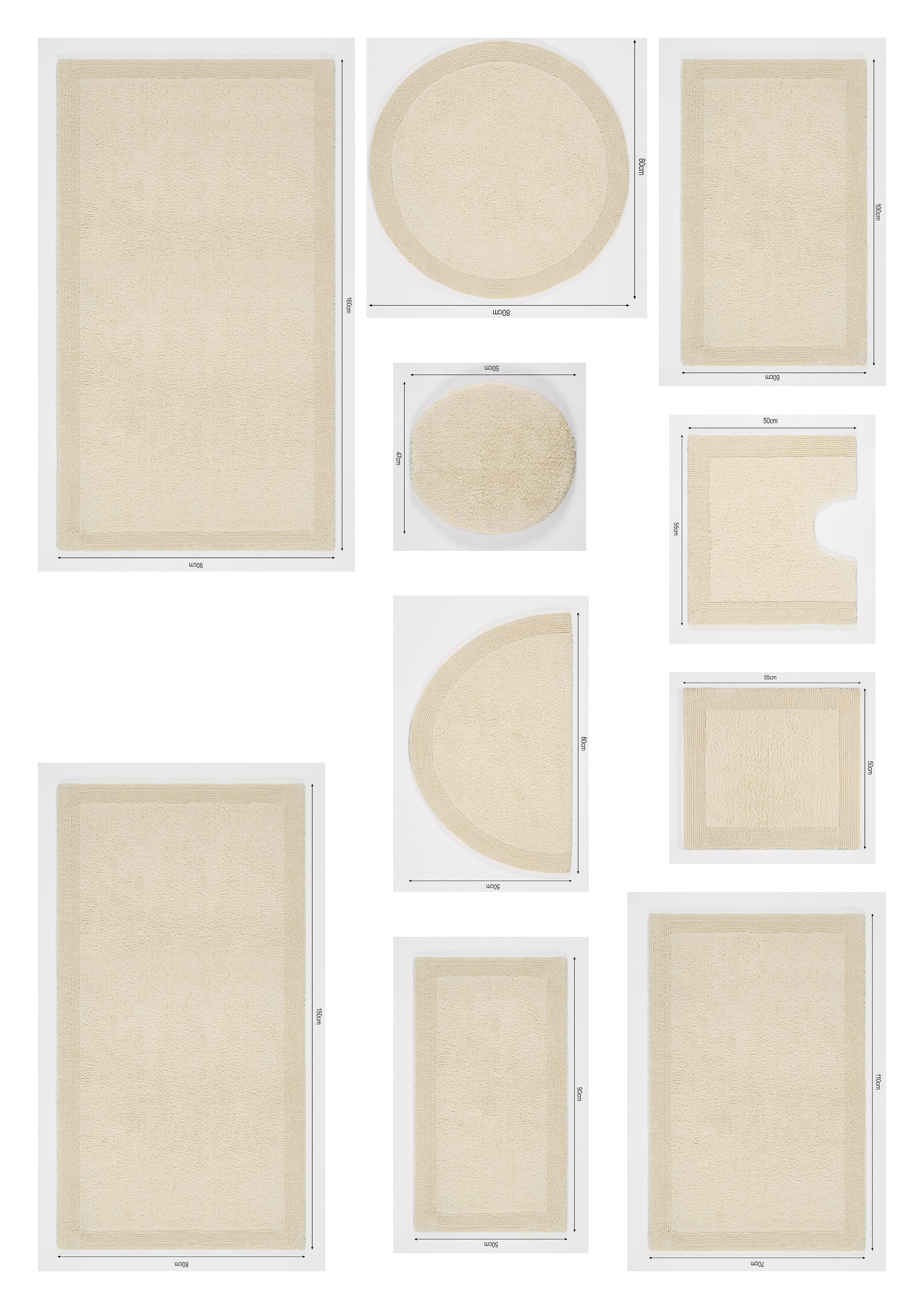 my home Badematte »Kapra, Badvorleger, Badezimmer Teppich«, beidseitig nutzbar-fußbodenheizungsgeeignet-strapazierfähig, mit Bordüre, Badteppich, Badematte, Baumwolle