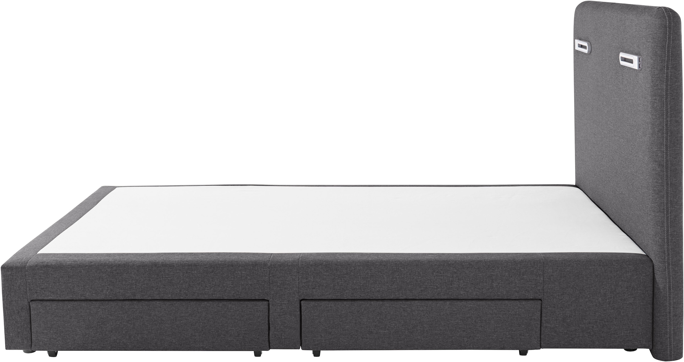 Home affaire »LUAN, Stauraumbett mit Schubkästen & Taschenfederkernmatratze H2-H4« LED-Beleuchtung, Karo- oder feiner Strukturstoff,  120/180 cm x200 cm