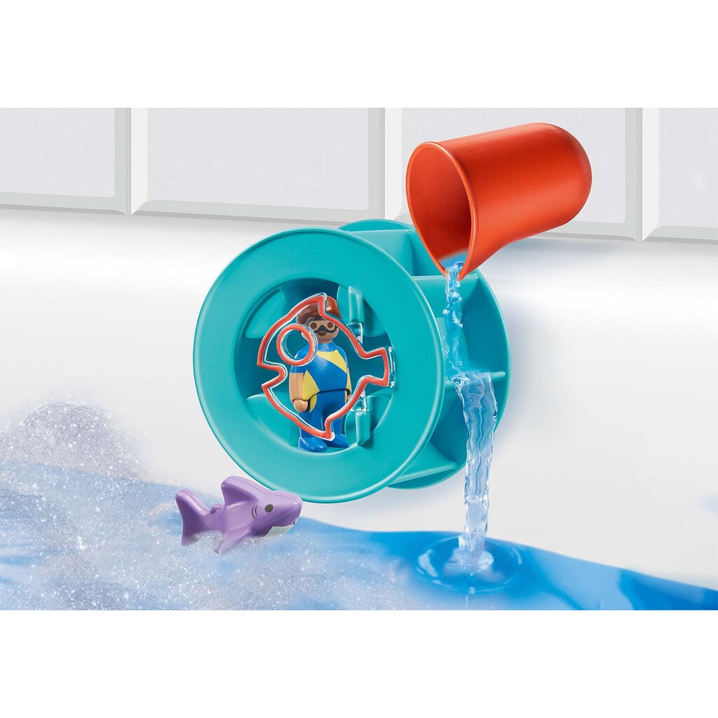 Playmobil® Konstruktions-Spielset »Wasserwirbelrad mit Babyhai (70636), Playmobil 123 - Aqua«, (6 St.)