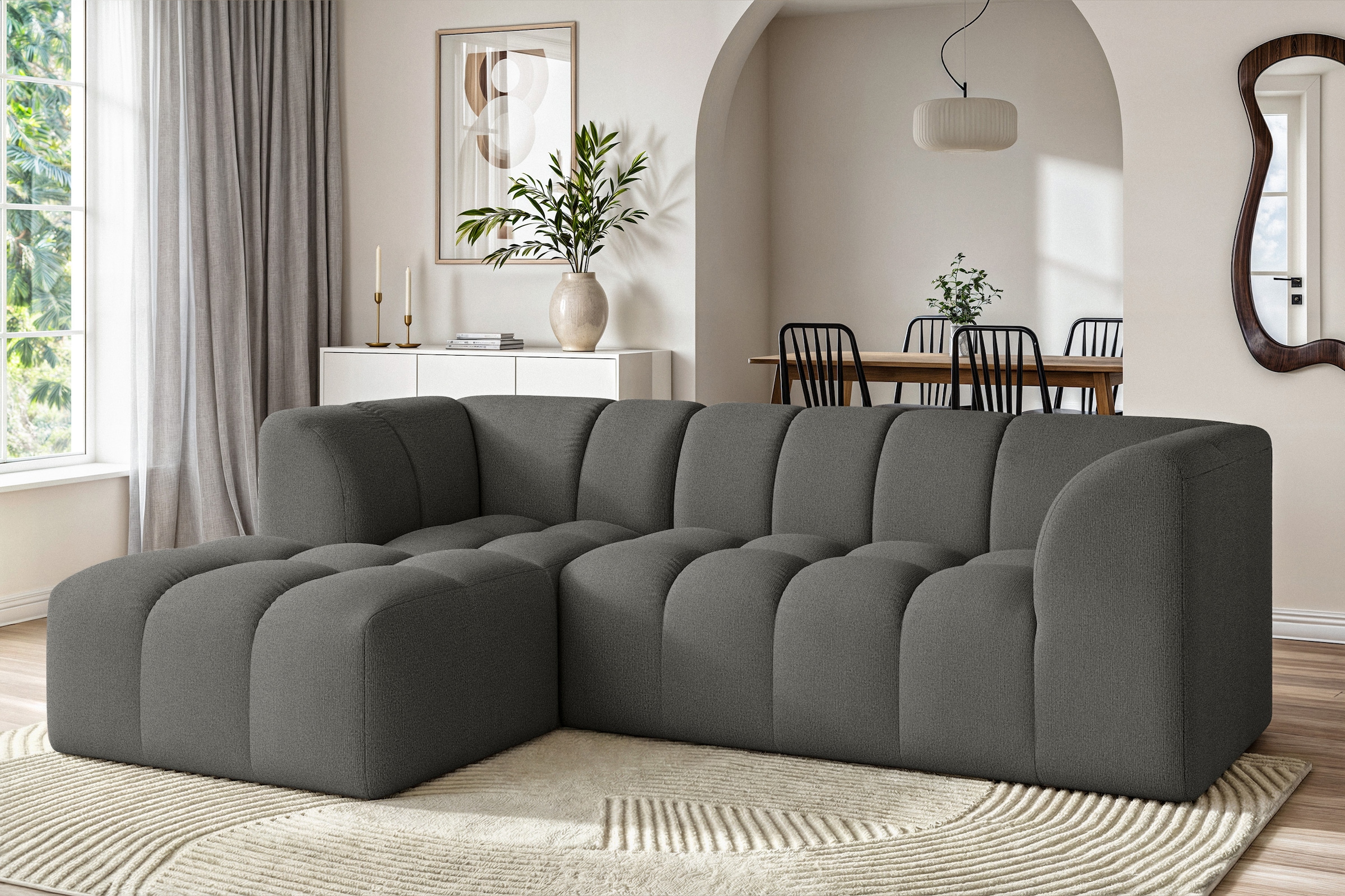 Home affaire Ecksofa »TUURE L-Form, Verlässliche Qualität, moderne Steppung, Breite 255cm« Bubble Optik, moderne Steppung, hoher Sitzkomfort, Wellenunterfederung