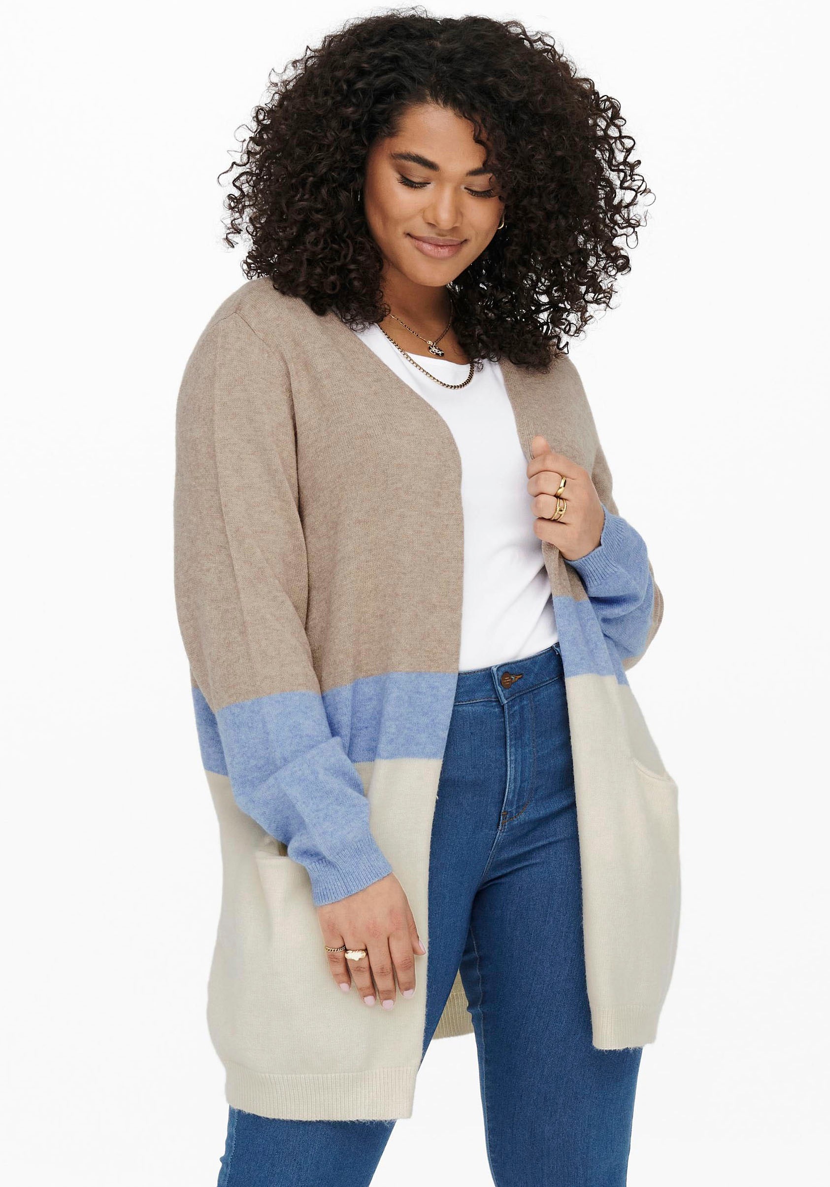 ONLY CARMAKOMA Cardigan »CARSTONE«, im Color-Blocking-Look