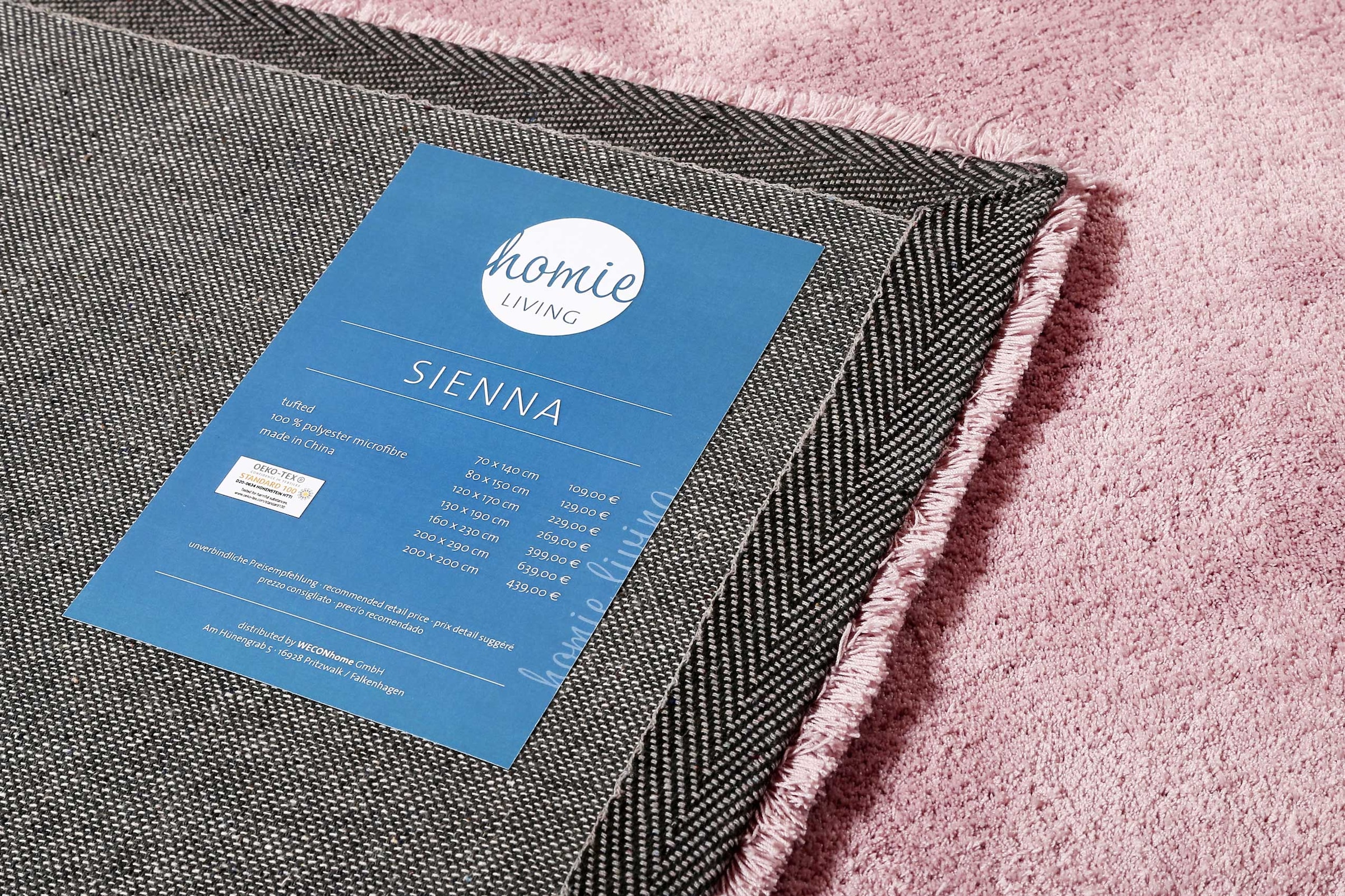 Homie Living Teppich »Sienna« quadratisch 20 mm Höhe Hochflor, Microfaser, uni, weich & kuschelig, Wohnzimmer, Schlafzimmer