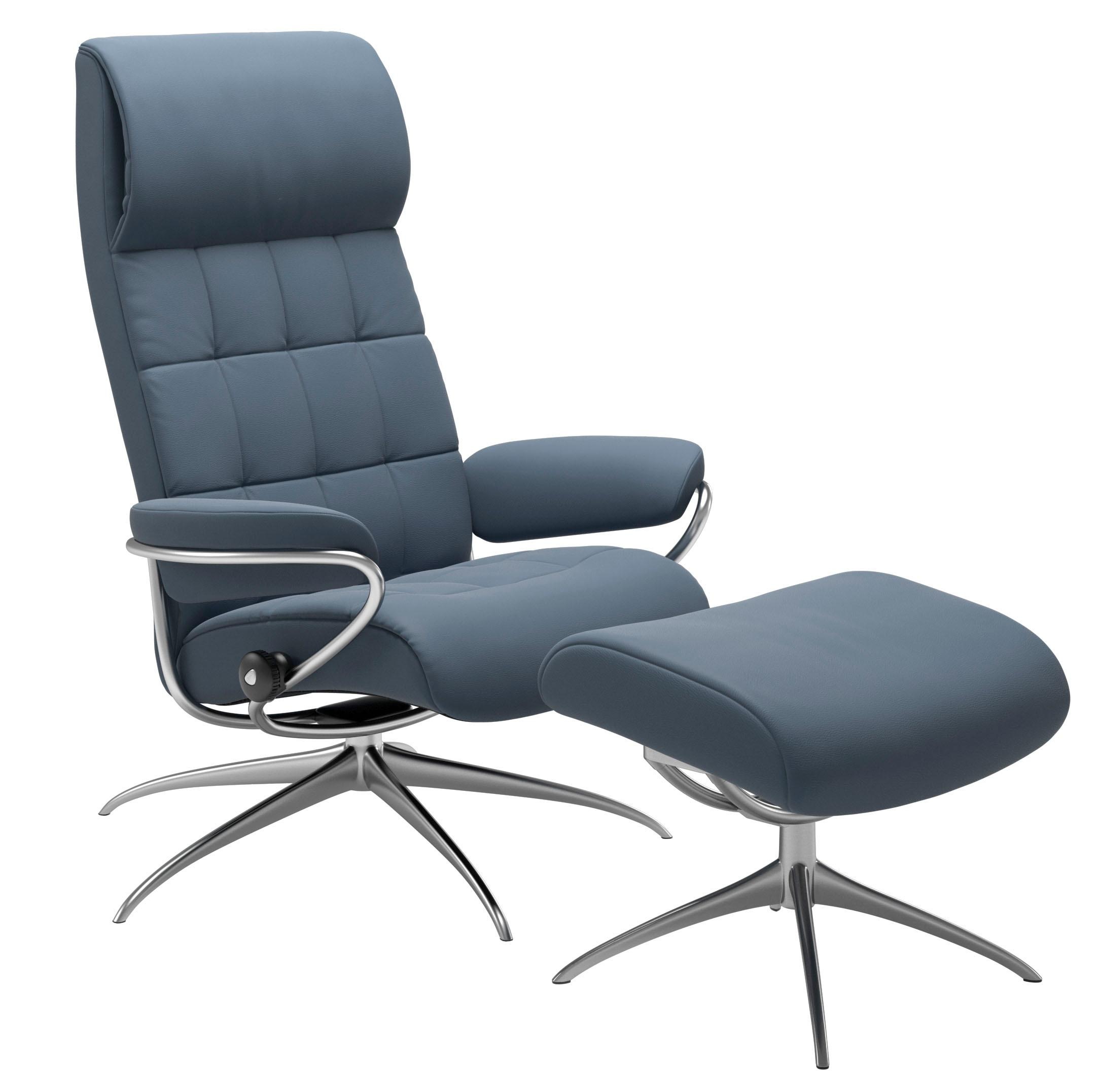 Stressless® Relaxsessel »London«, (Set, Relaxsessel mit Hocker), mit Hocker, High Back, mit Star Base, Gestell Chrom