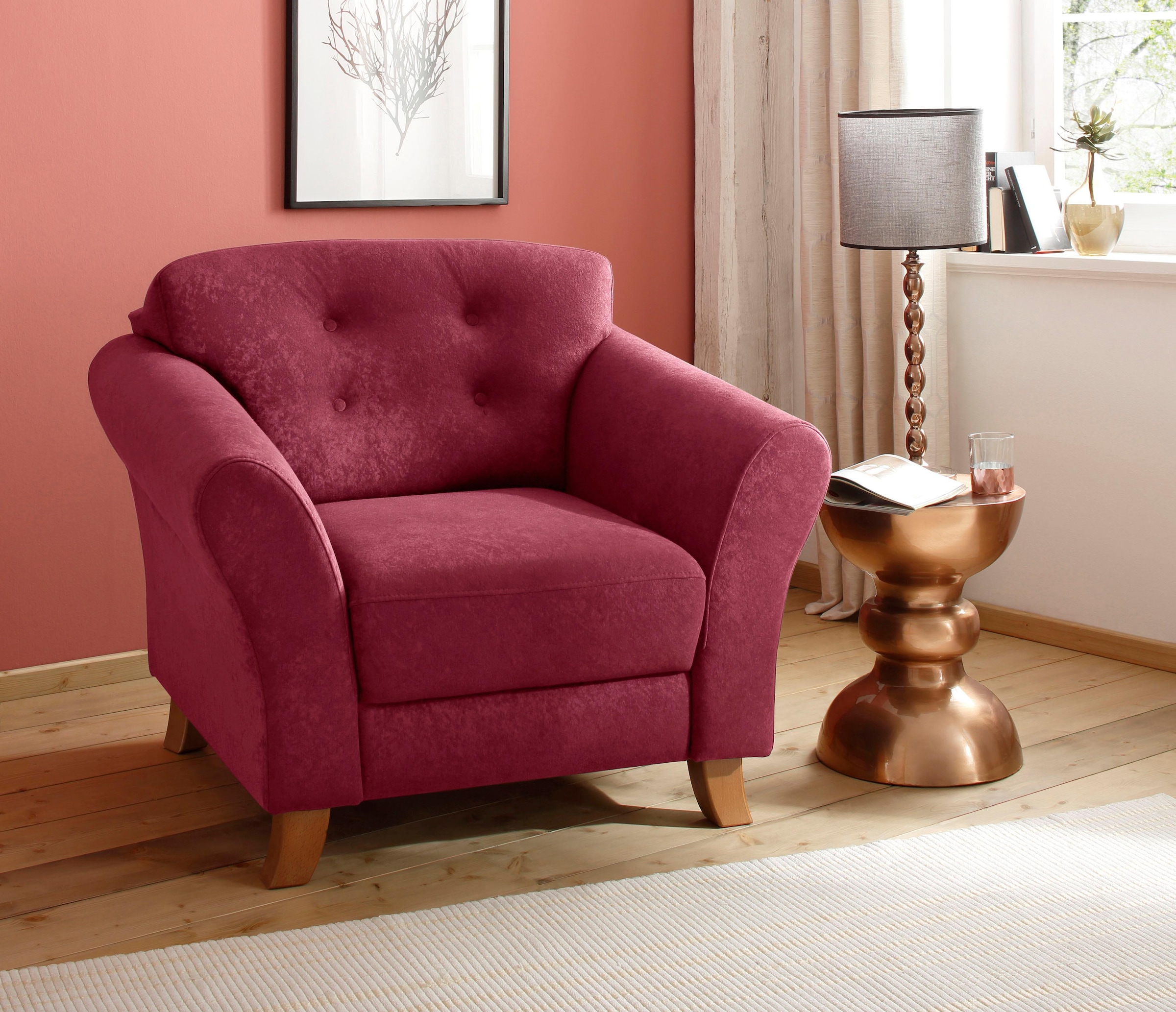 Home affaire Sessel »Trondheim« mit Federkern, Knopfheftung im Rücken