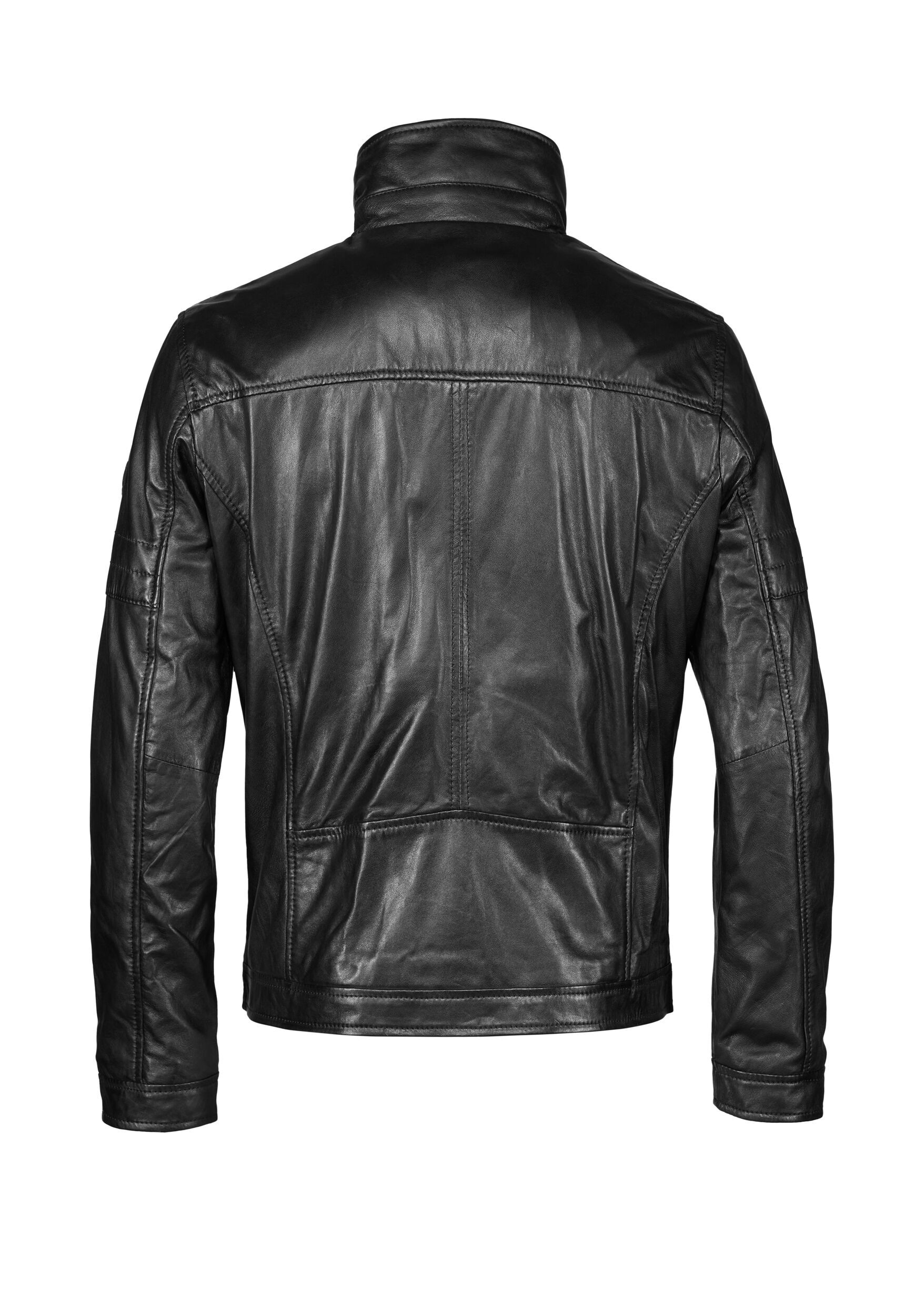 bugatti Lederjacke »BUQUENTINO« ohne Kapuze mit Stehkragen und Reisverschlüssen