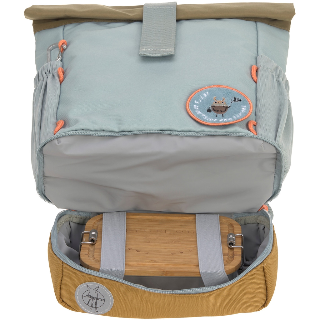 LÄSSIG Kinderrucksack »Nature, Mini Rolltop Backpack, Light Blue«, Reflektoren, aus recycelten PET-Flaschen