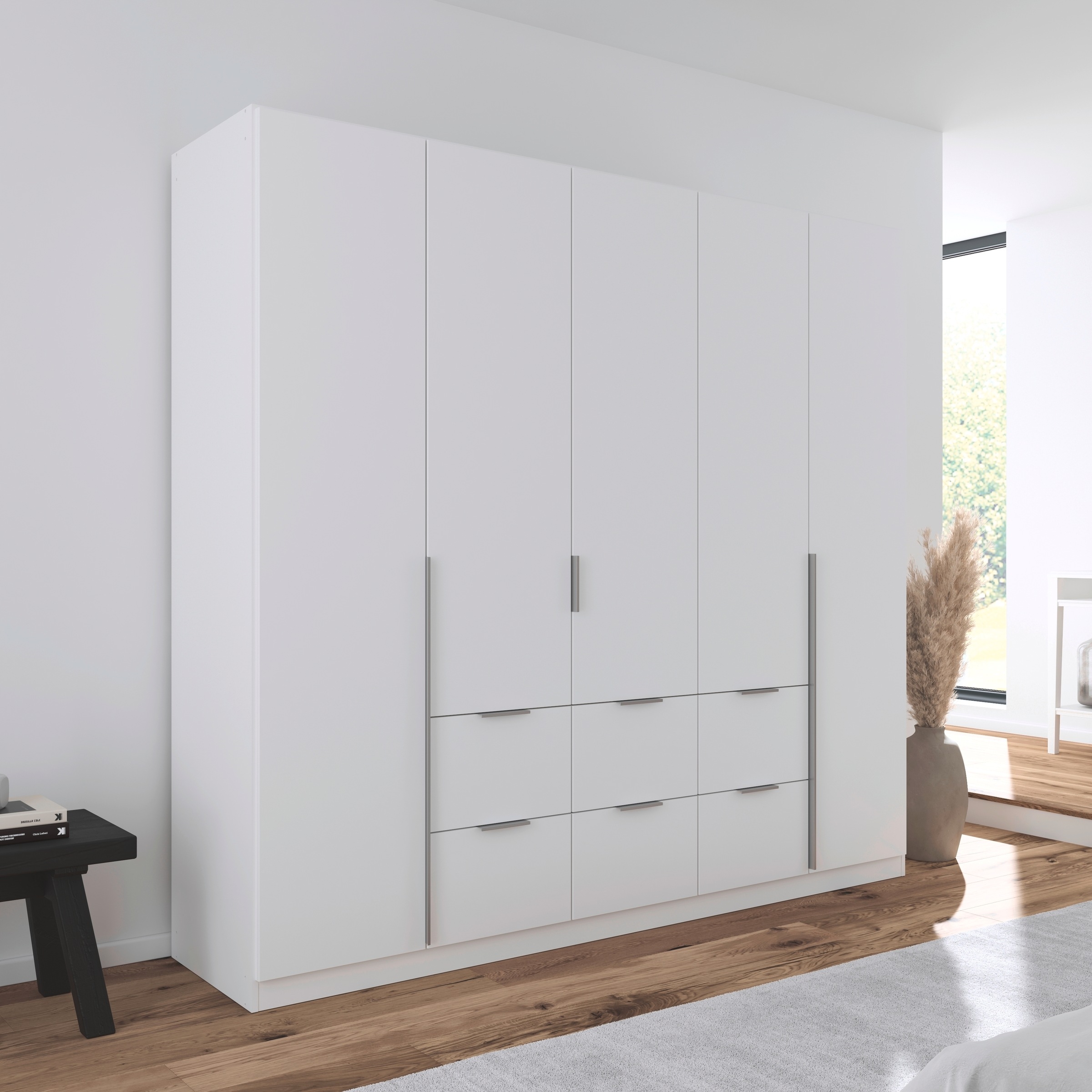 rauch Drehtürenschrank »Kleiderschrank Schrank Garderobe AGORDO mit Dekor- oder Hochglanzfront«, (in zwei Griff-Farben, Breiten 91-360 cm), mit Außenschubkästen, in 7 Breiten und 2 Höhen MADE IN GERMANY