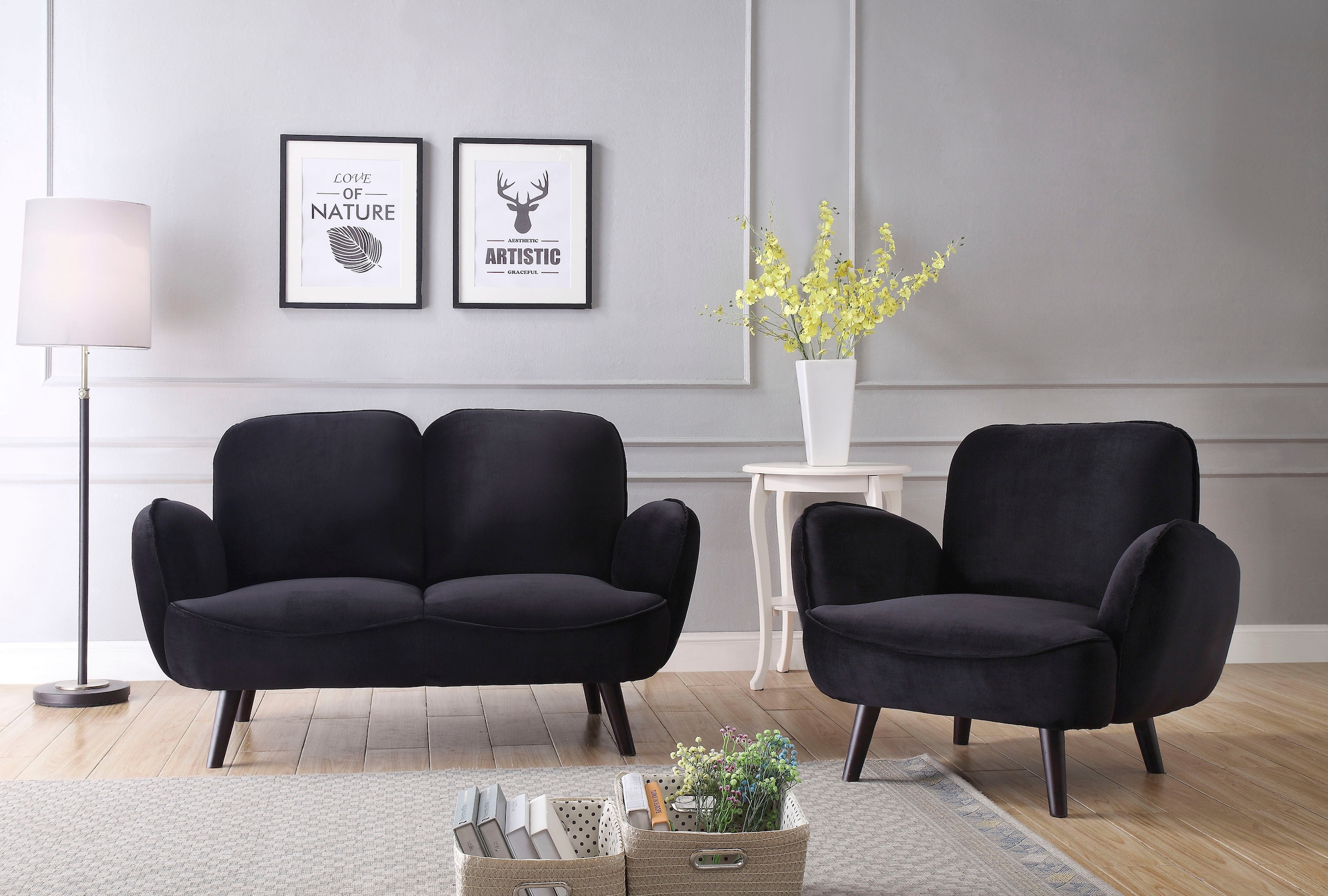 ATLANTIC home collection 2-Sitzer »Ben« mit Wellenunterfederung, Massivholzfüße, frei im Raum stellbar
