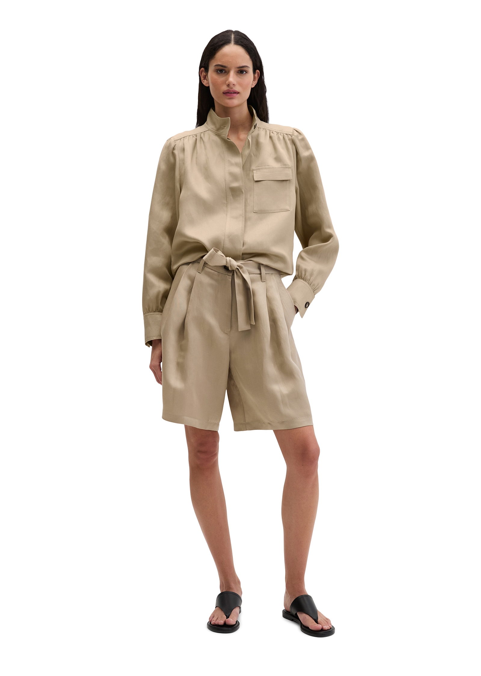 Marc O'Polo Kurzjacke Stehkragen-Jacke loose aus TENCEL™ Lyocell-Leinen-Mix