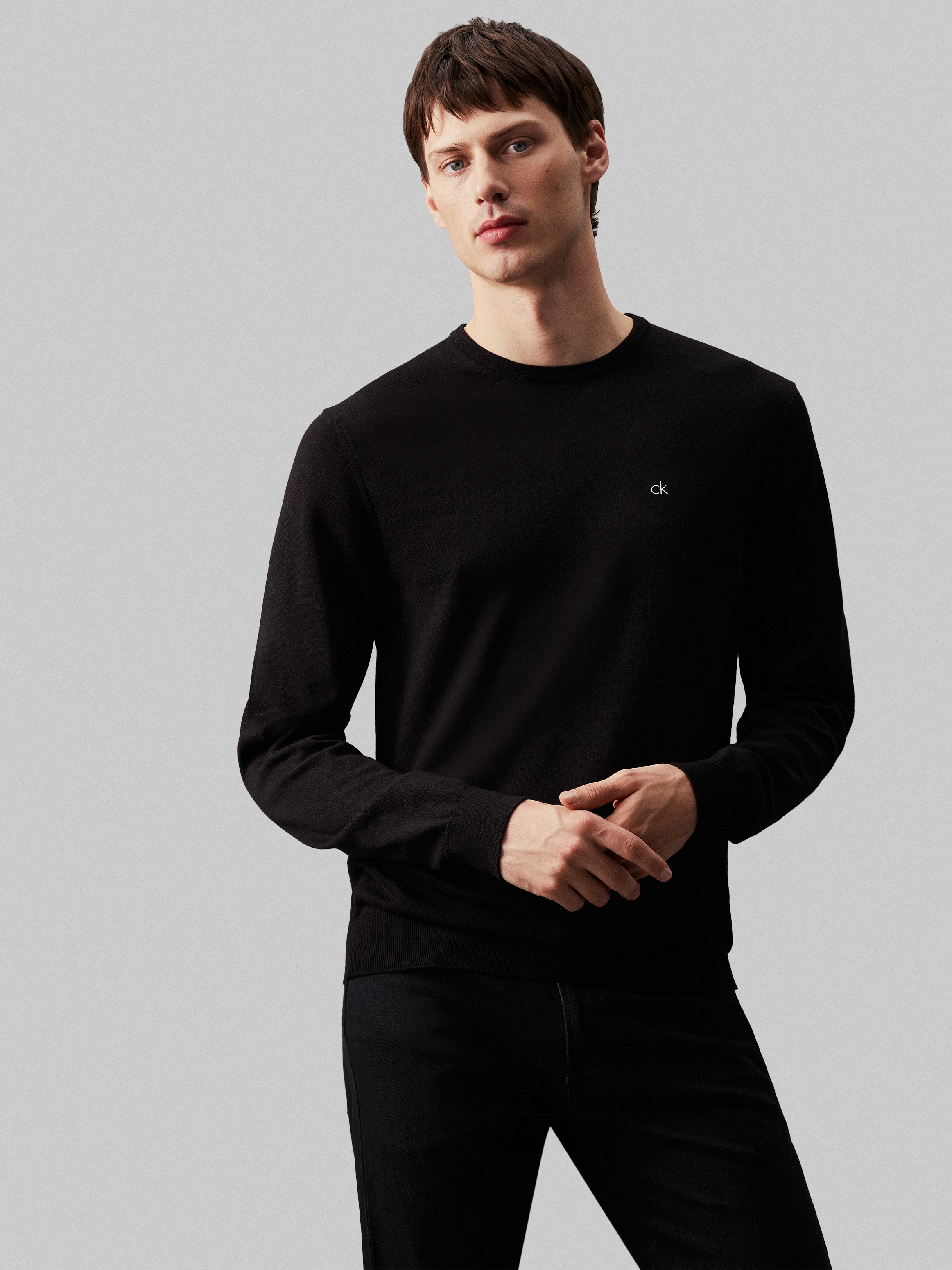 Calvin Klein Rundhalspullover »COTTON SILK BLEND CN SWEATER«, mit Logoprägung