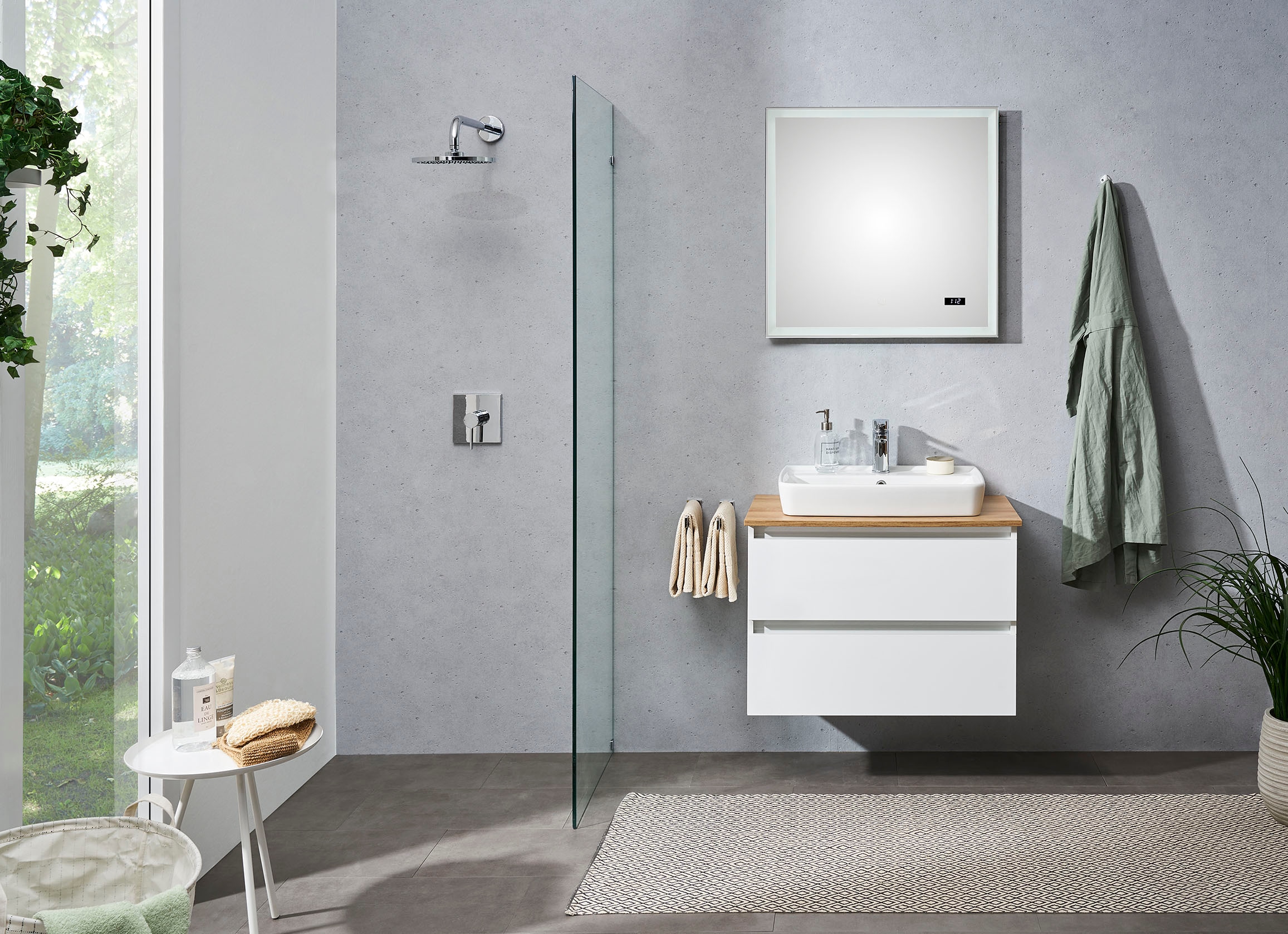 Saphir Badmöbel-Set »Quickset 360 2-teilig, Keramik-Aufsatzbecken mit LED-Spiegel« 4 Stk. tlg.