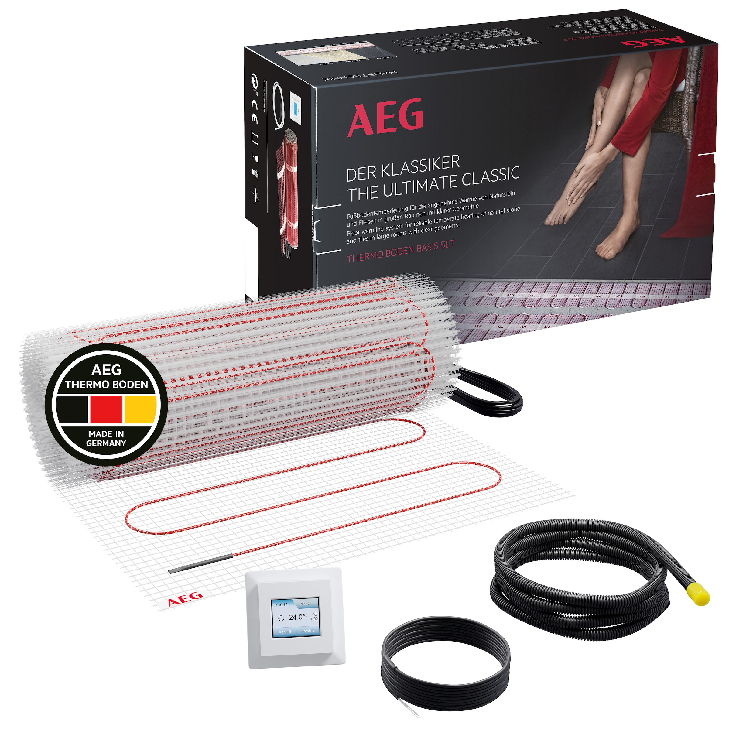 AEG Haustechnik Fußbodenheizung »Basis Thermo Boden »TBS TB 160/1 Set Plus«« Elektrische Fußbodenheizung, Komplettset 1 m², 160 W/m²