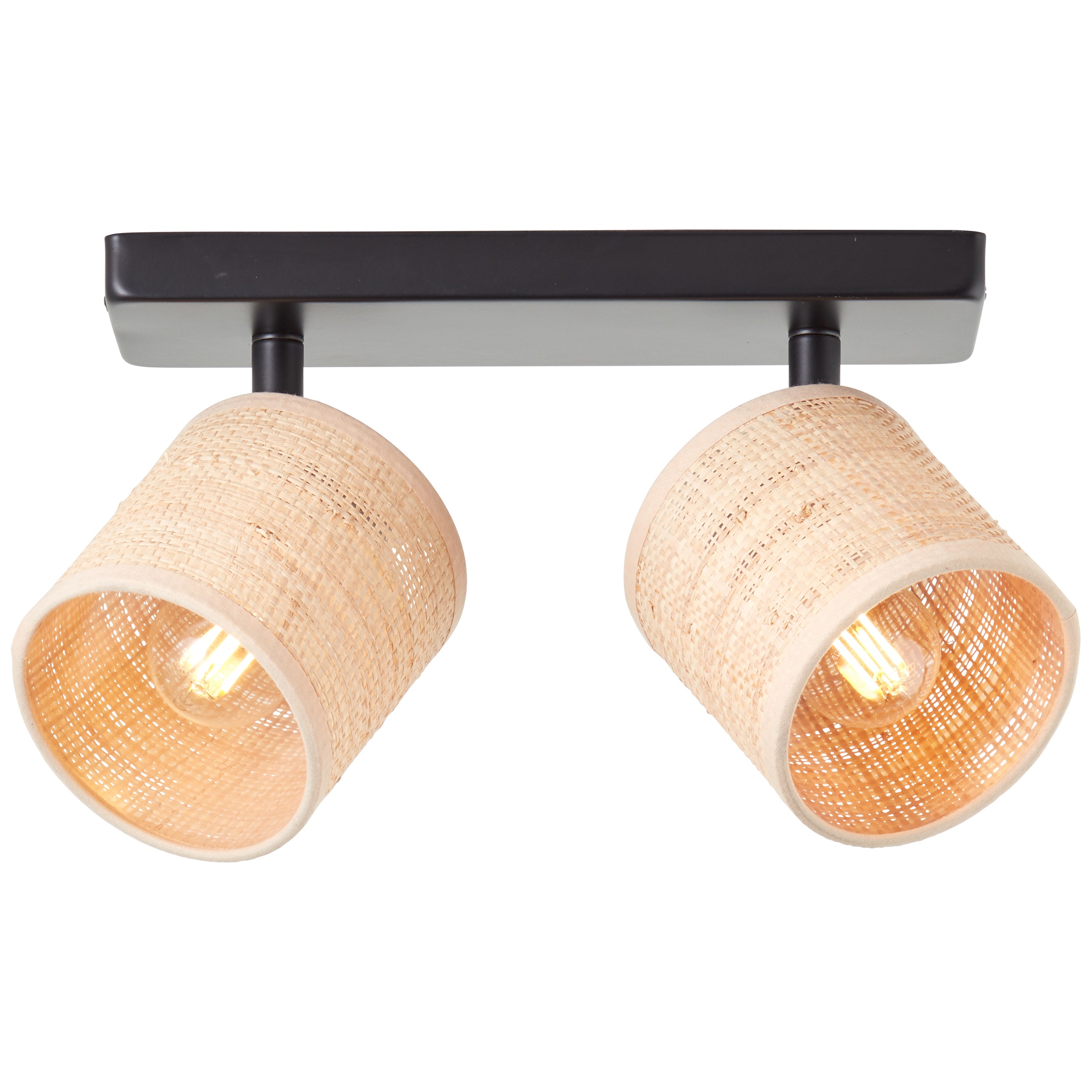 Brilliant Deckenstrahler »Raffy«, 2 flammig, Leuchtmittel E14 | ohne Leuchtmittel, B 26 cm, 2 x E14, schwenkbar, Schirm aus Seegras, natur/schwarz