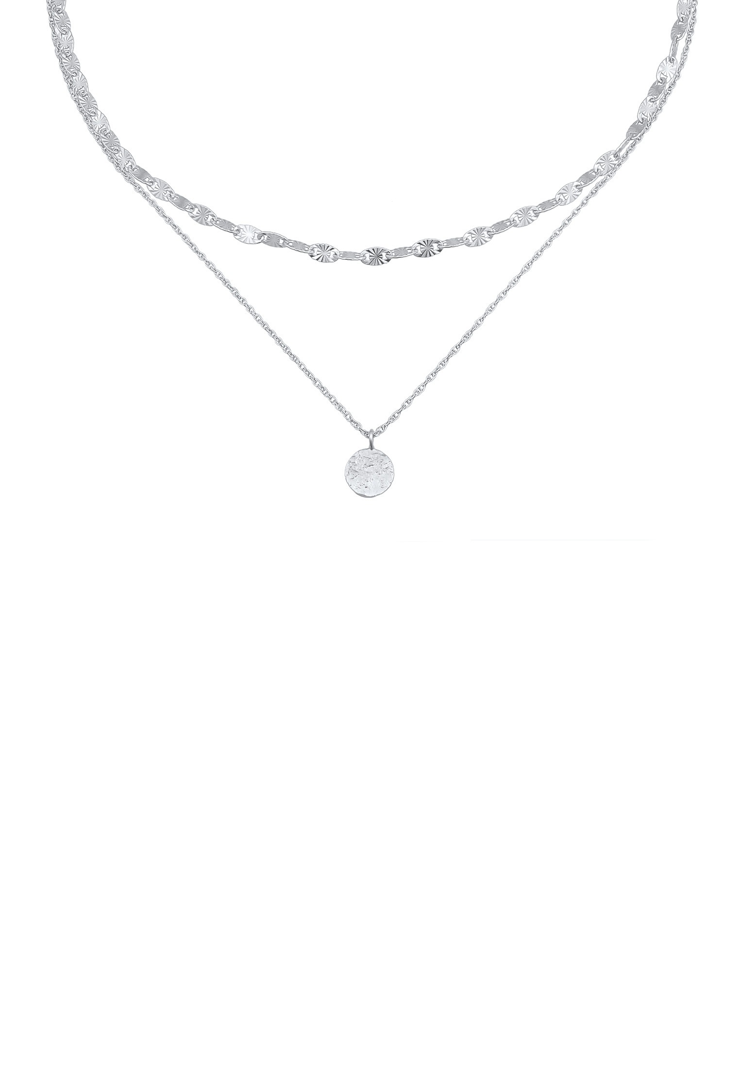 Elli Silberkette »Halskette Choker Layer Vintage Plättchen Anhänger 925 Silber«