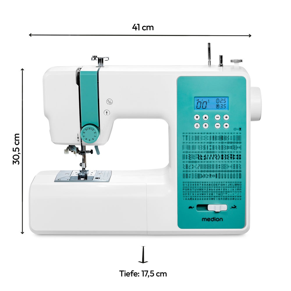 Medion® Computer-Nähmaschine »MD 11881, 270 Stichmuster, 1-Schritt Knopfloch,«, 8 Programme, Doppelnadelfunktion, Automatischer Einfädler, Geschwindigkeitsregler