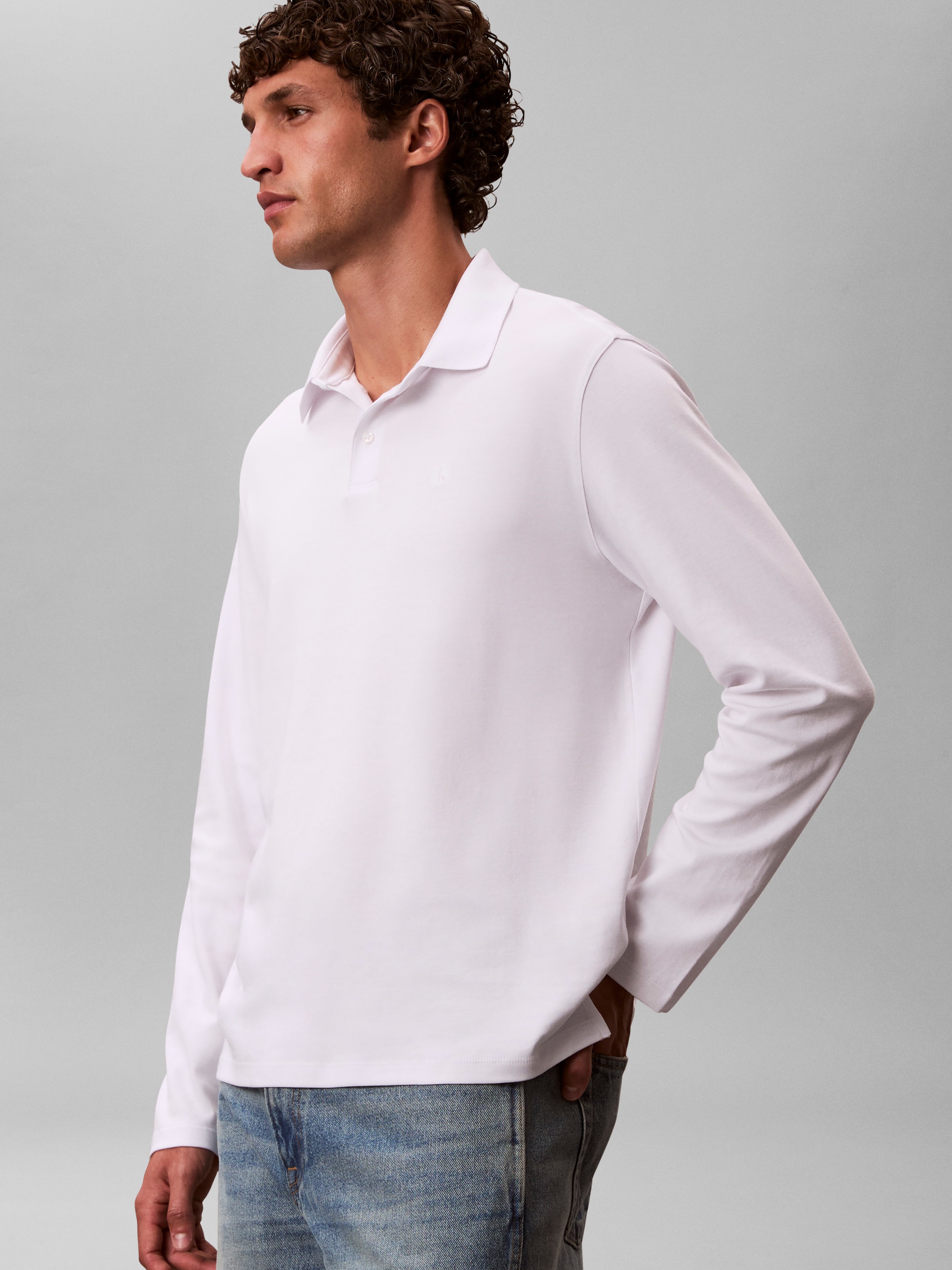 Calvin Klein Langarm-Poloshirt »LS SUPIMA COTTON SOLID POLO« regular fit mit Rundhalsausschnitt