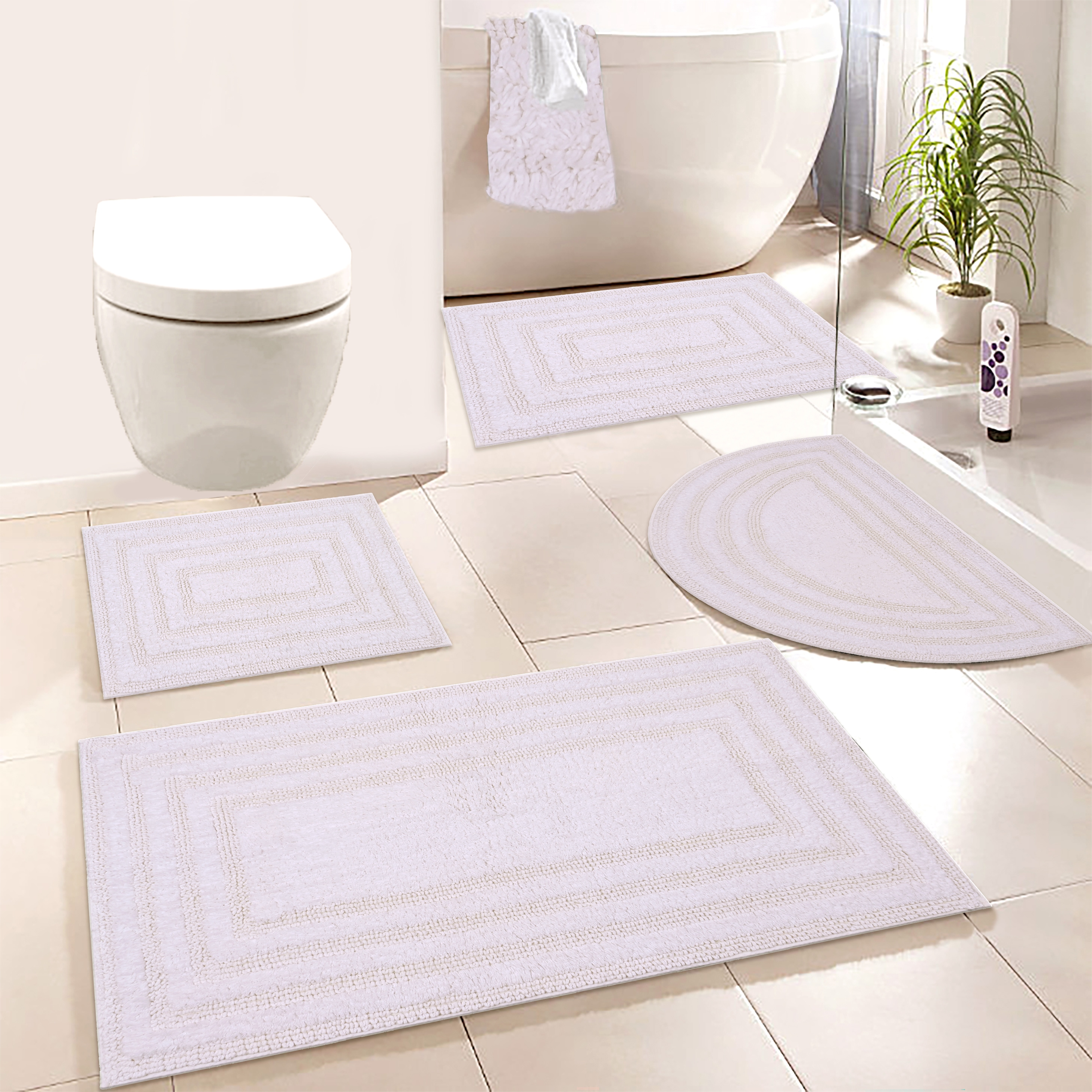 My Home Badematte »Inga, Rahmen, Badvorleger, Badezimmer Teppich« Höhe 18 mm beidseitig nutzbar fußbodenheizungsgeeignet strapazierfähig 100%...