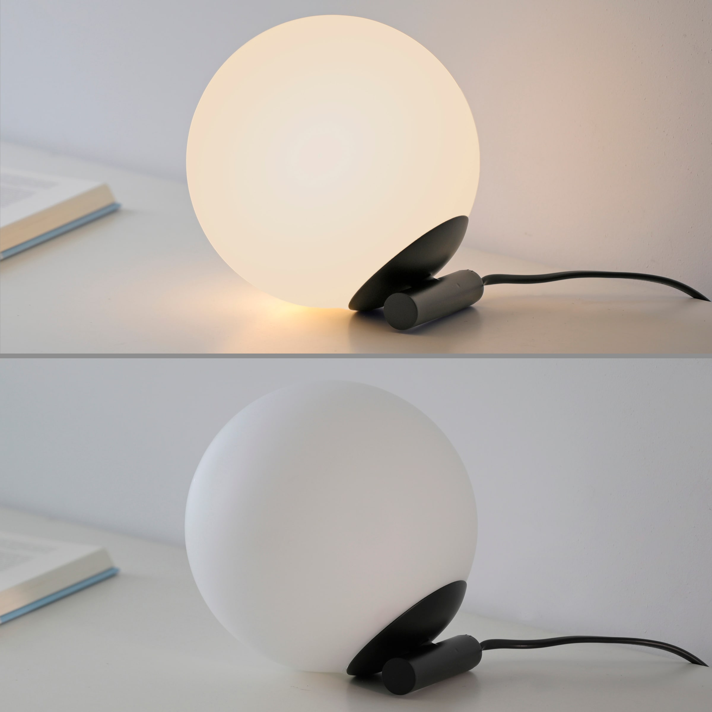 my home Tischleuchte »Nymölla«, 1 flammig, Leuchtmittel E14 | ohne Leuchtmittel, Tischleuchte mit großer Glaskugel, amberfarben oder opal matt weiß