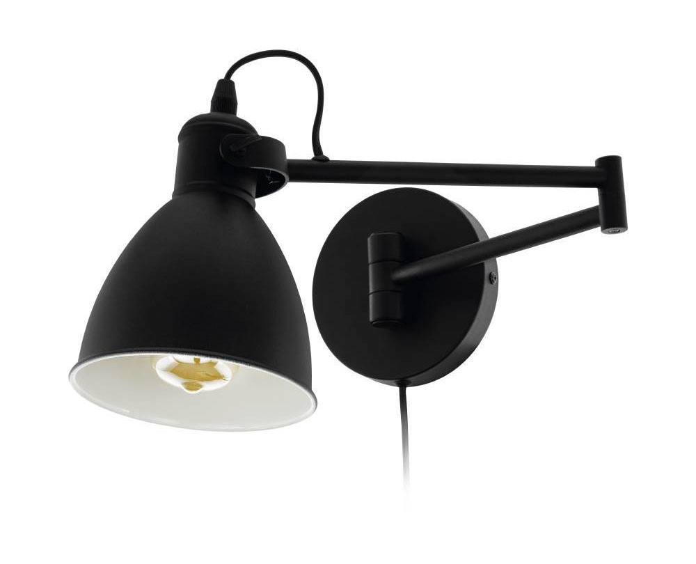 EGLO Wandleuchte »SAN PERI Wandlampe, Stahl, E27, IP20, Schlafzimmerlampe, Bürolampe«, 1 flammig, Leuchtmittel E27 | ohne Leuchtmittel, Wand-/Deckenleuchte - L13 x B30 x H21 cm - schwarz - 1X10W exkl.
