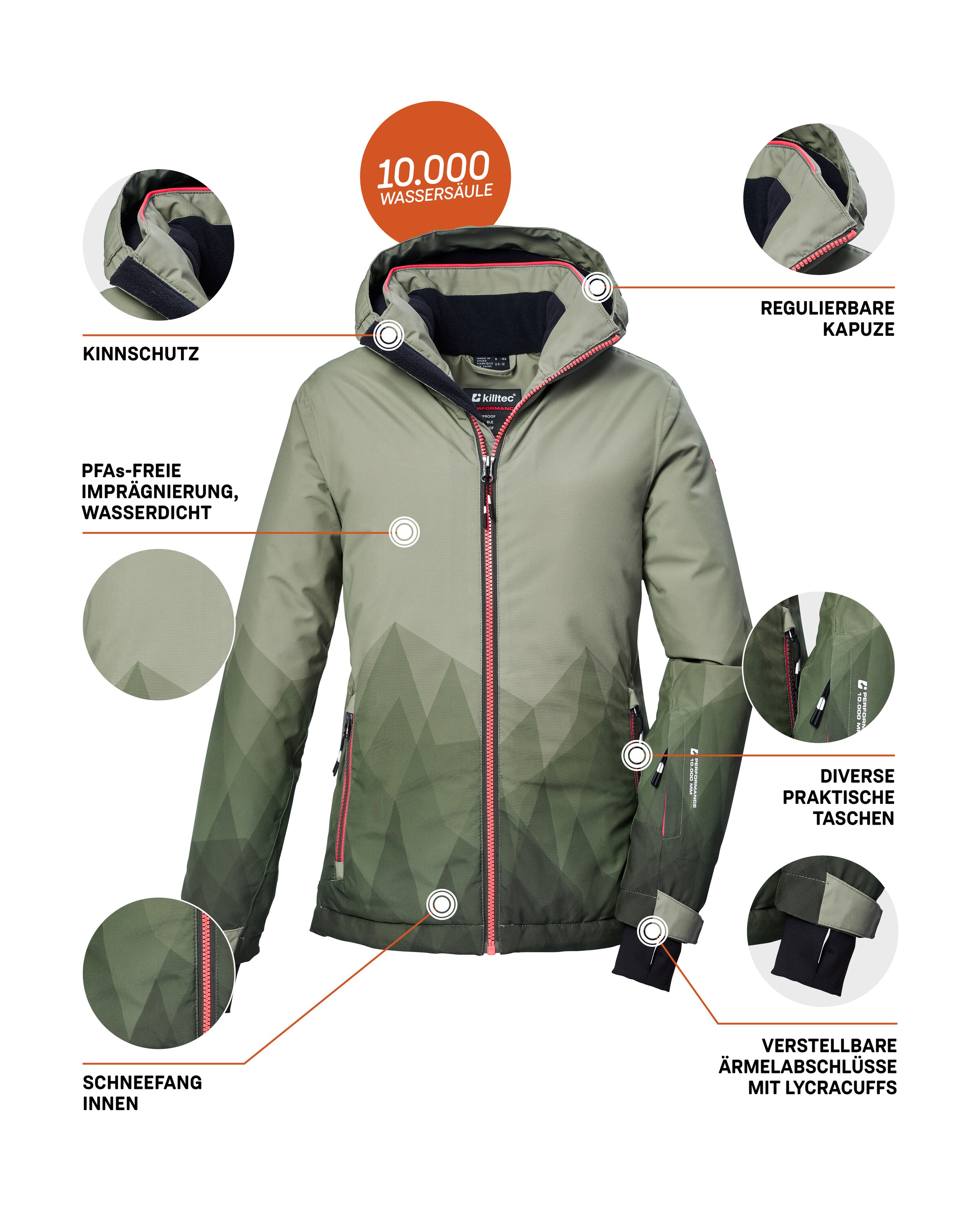 Killtec Skijacke »KSW 328 GRLS SKI JCKT«, Wasser- und winddichte Mädchen-Winterjacke mit verstellbarer Kapuze