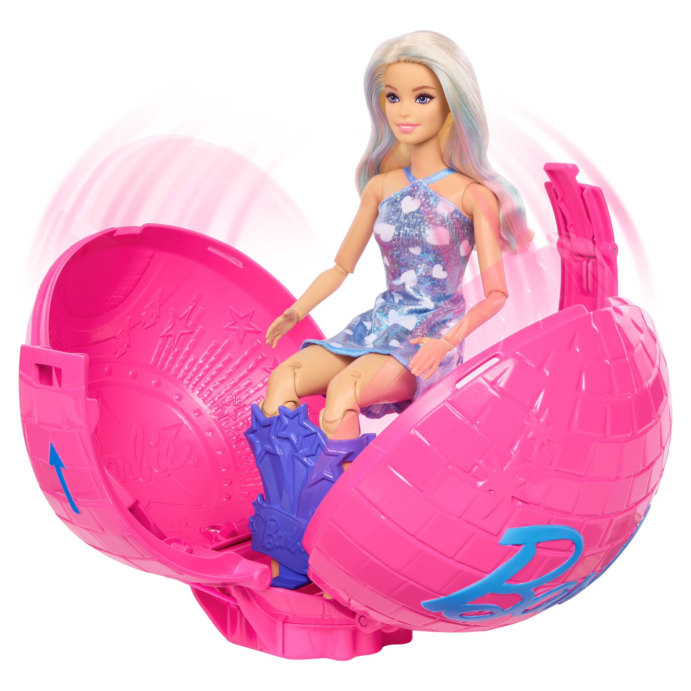 Barbie Anziehpuppe »Barbie Team Barbie Roll & Reveal, blond mit Discokugel-Verpackung«