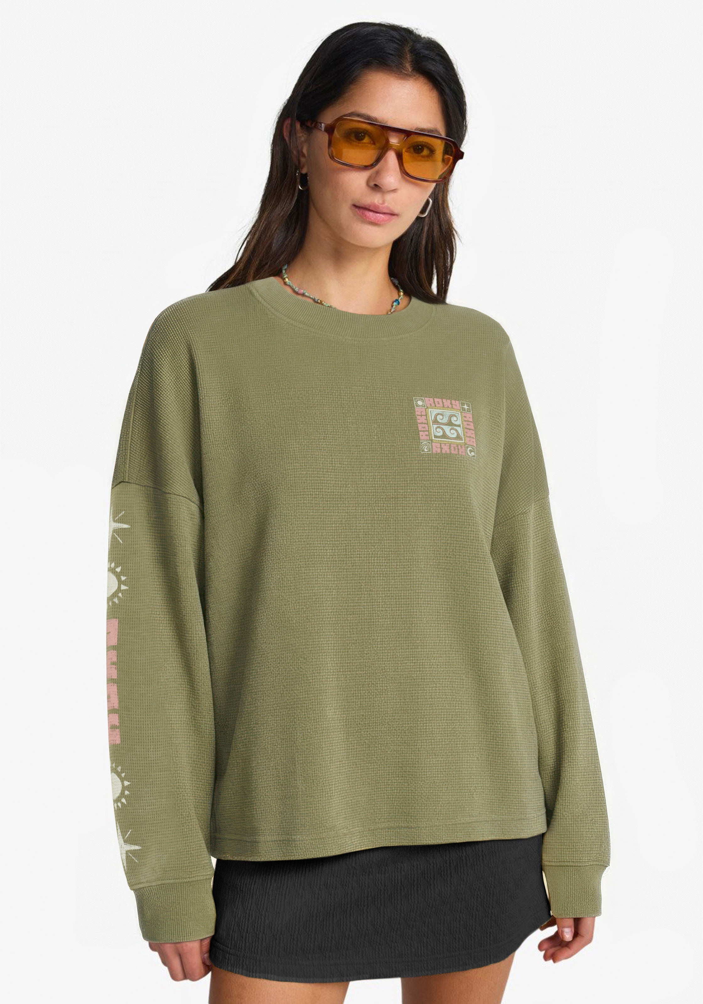 Roxy Sweatshirt »EAST SIDE MIDWEIGHT LS«, Langarm-Design, mit Rundhalsausschnitt, aus angerauter Sweatware
