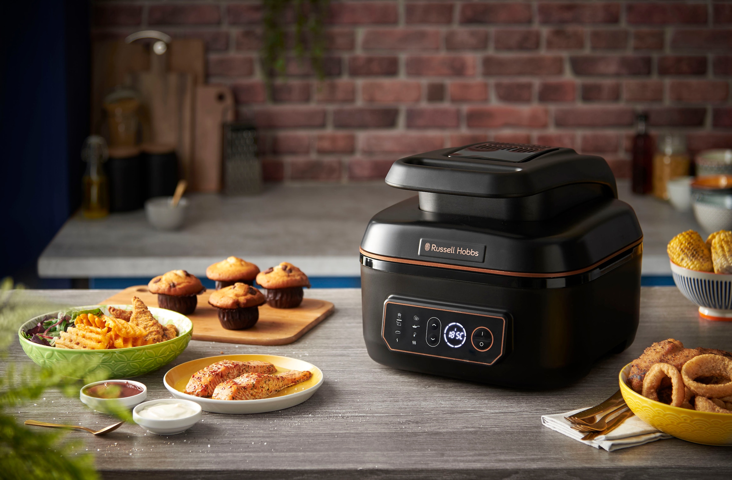 RUSSELL HOBBS Heißluftfritteuse »Multikocher SatisFry Air & Grill 26520-56«, 1745 W, Fassungsvermögen 5,5 l, groß - 5,5 l