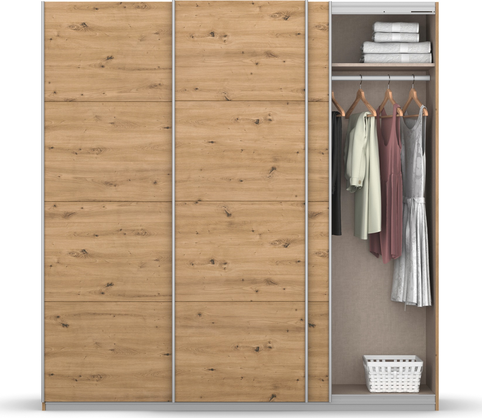 rauch Schwebetürenschrank »Kleiderschrank Schrank Garderobe KOLUNA mit Dekor-Front« Breiten 203/271/315/360 cm Höhen 210/229 cm,  inkl. 2 Innenschubladen sowie extra Einlegeböden MADE IN GERMANY