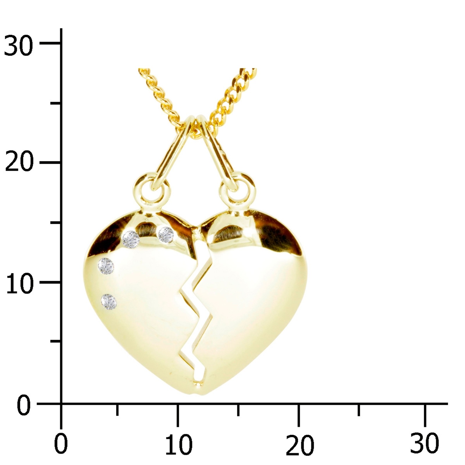 OSTSEE-SCHMUCK Kettenanhänger »- geteiltes Herz - Gold 333/000 - Zirkonia«