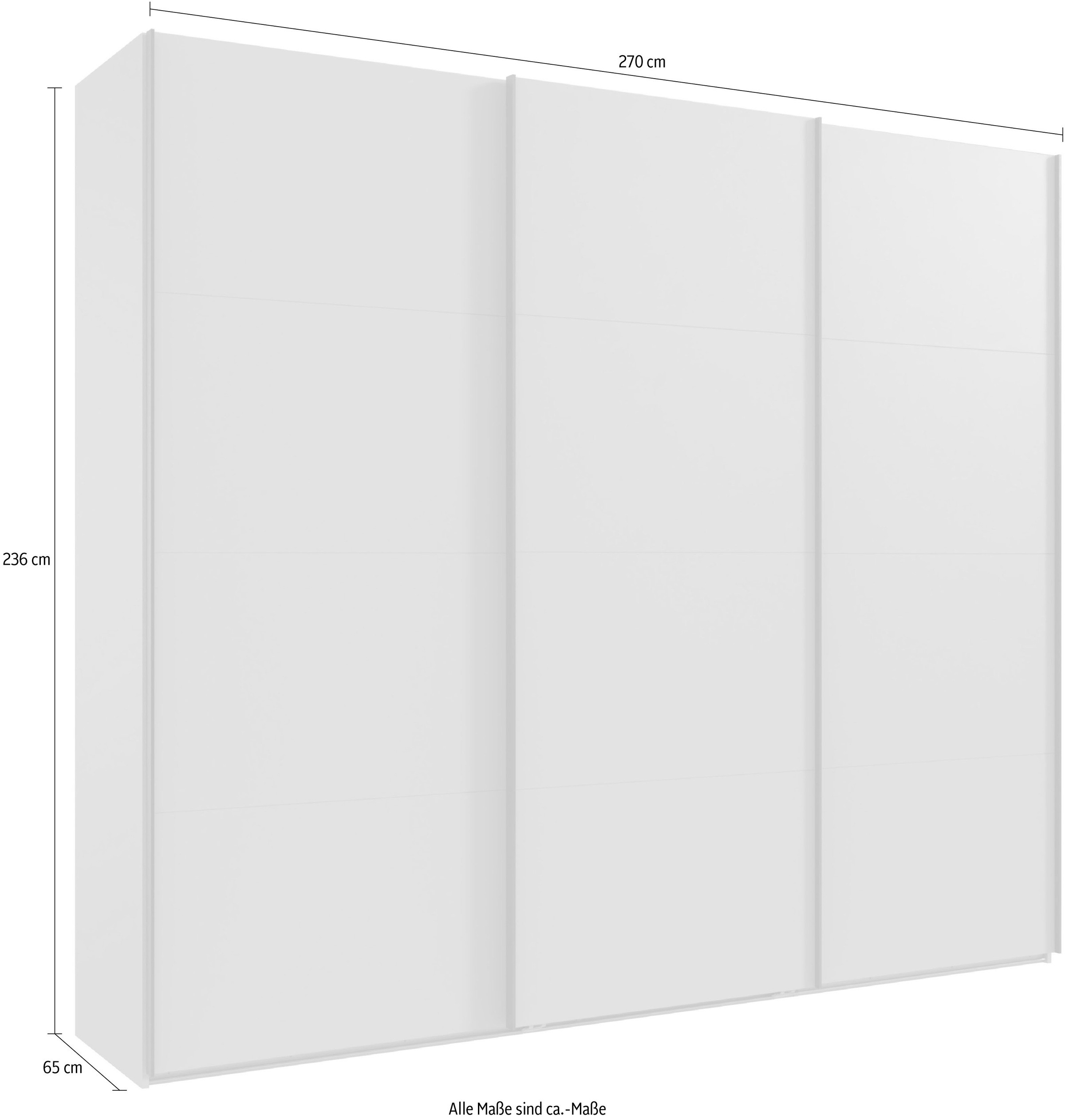 Wimex Kleiderschrank »Mugano, Made in Germany, Lieferung bis in Deine Etage und Stellort«, (wähle Deine Ausstattung: Basic oder Premium!), 3 Schwebetüren, große Größen, mit oder ohne Spiegel, Metallgriffe