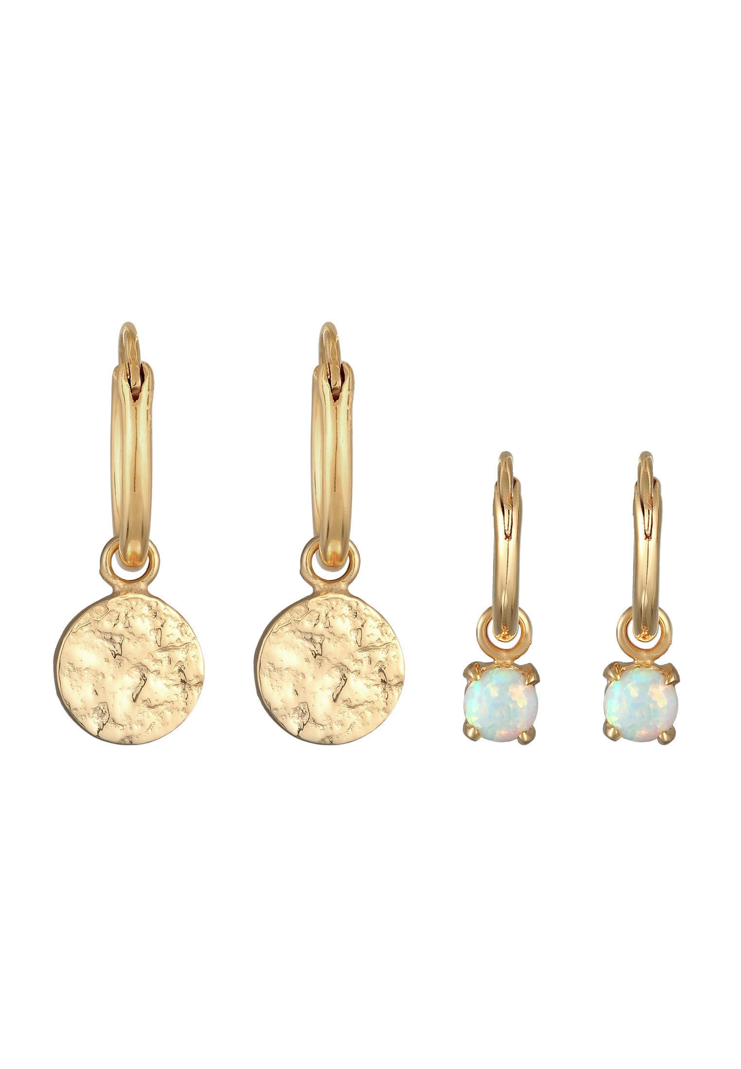 Elli Ohrstecker-Set »Ohrringe Creolen Plättchen Opal Edelstein 2er Set 925 Silber«