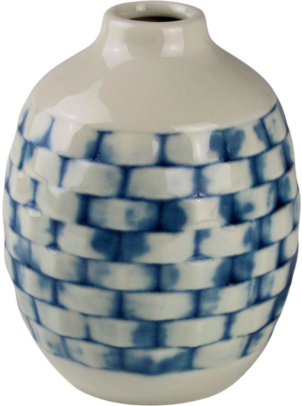 AM Design Dekovase »Karo, blau-weiß, Tischvase aus Keramik in bauchiger Form«, (1 St.), Keramikvase, Dekoobjekt, Blumenvase