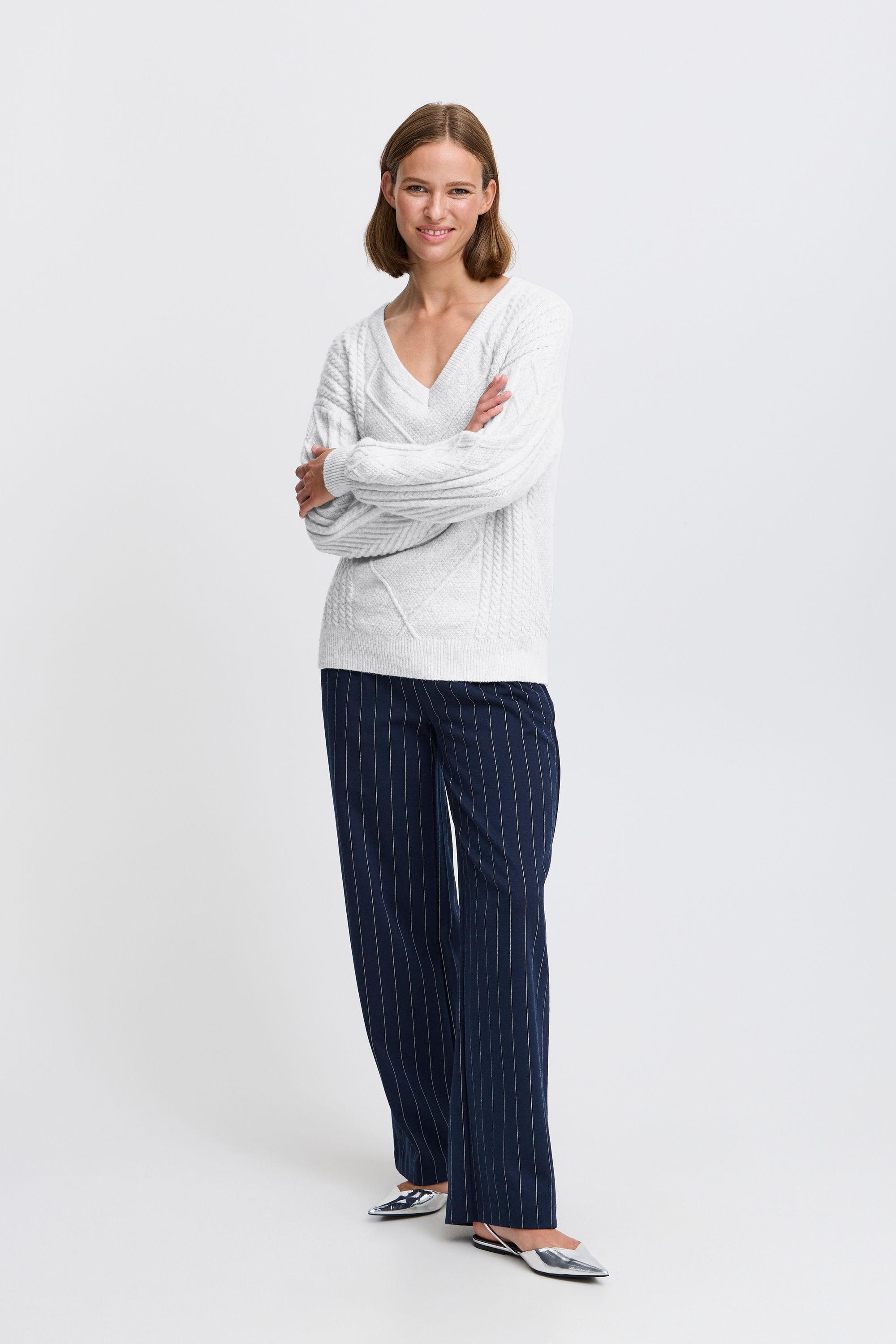 b.young Strickfleece-Pullover »Strickpullover BYMEDI VNECK JUMPER -«