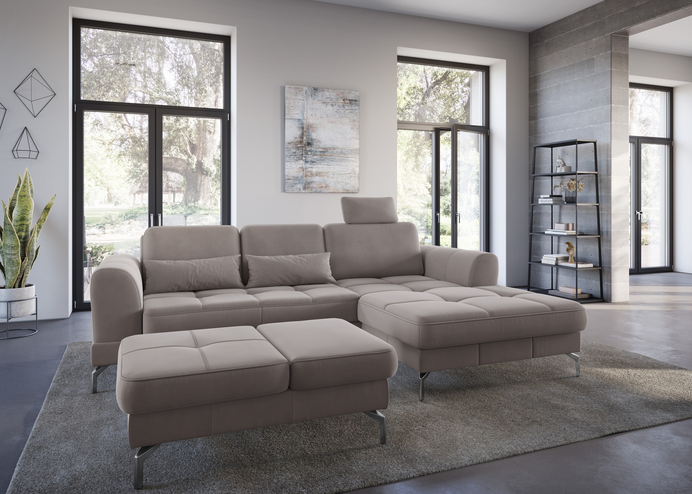 sit&more Ecksofa »Bendigo L-Form«, inklusive Sitztiefenverstellung, Bodenfreiheit 15 cm, 2 Fußfarben