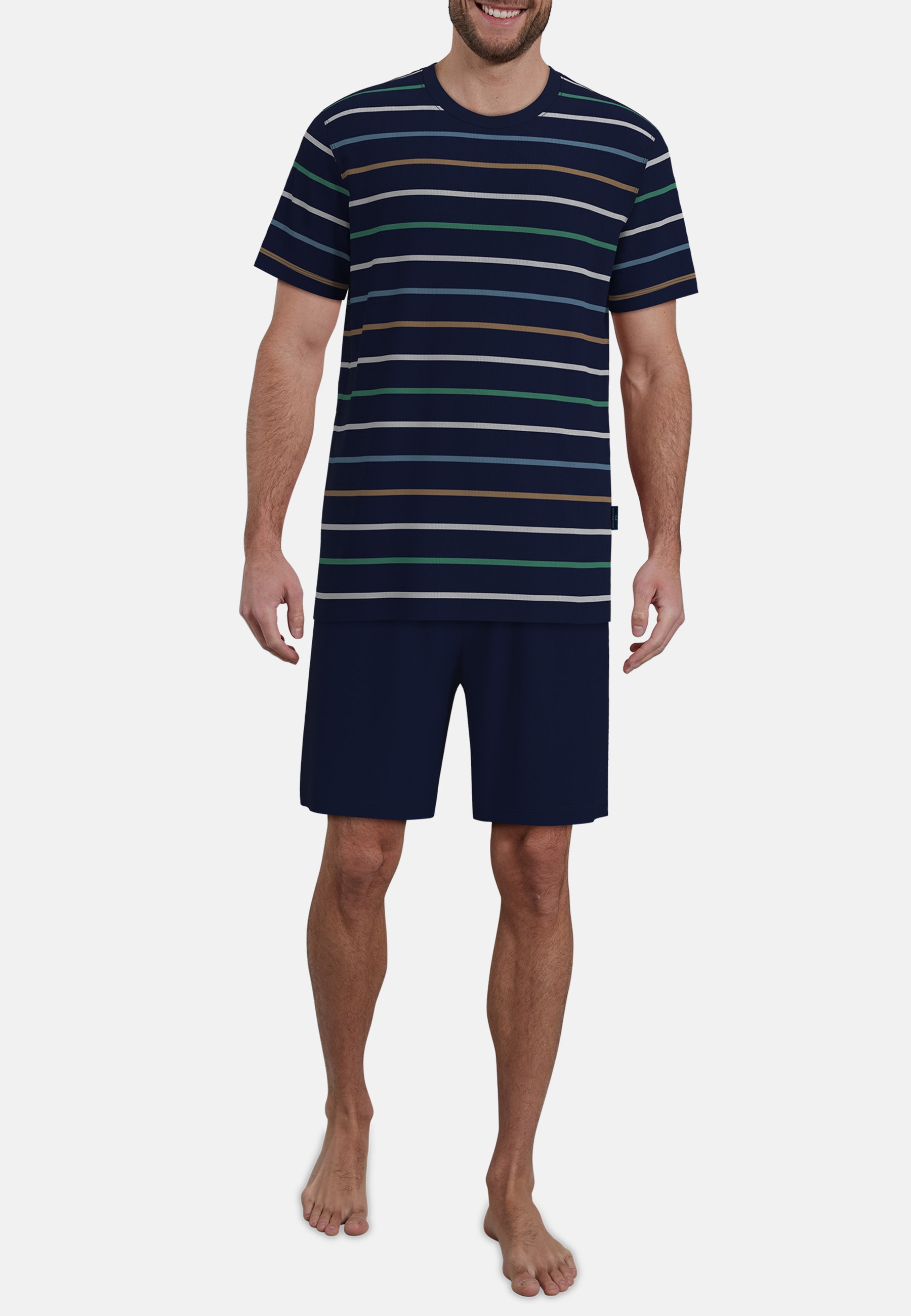 GÖTZBURG Shorty gestreift, kurz, Rundhalsausschnitt, Baumwollmix