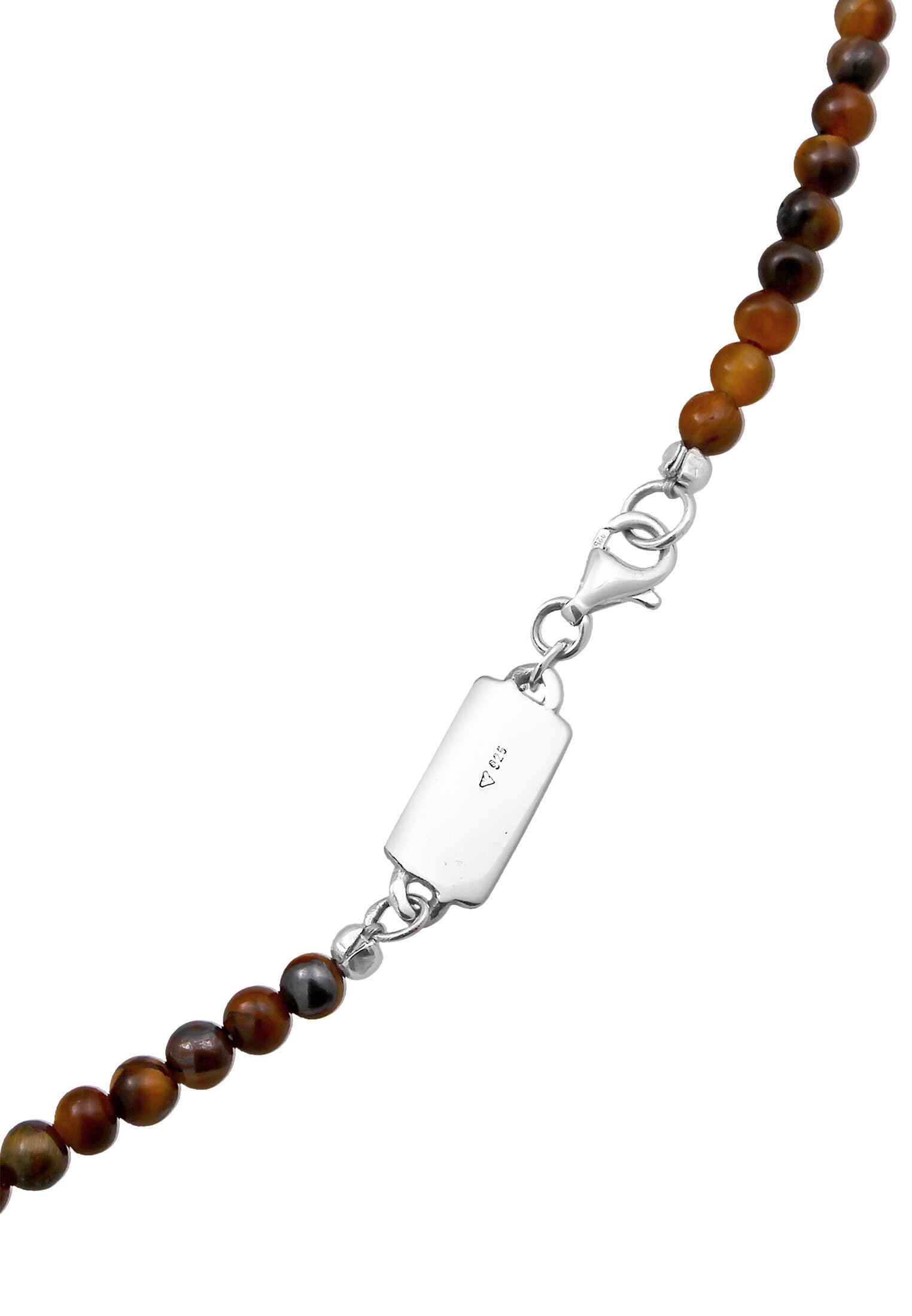 Kuzzoi Lange Kette »Halskette Tigerauge Perlen Bead Barren 925 Silber«