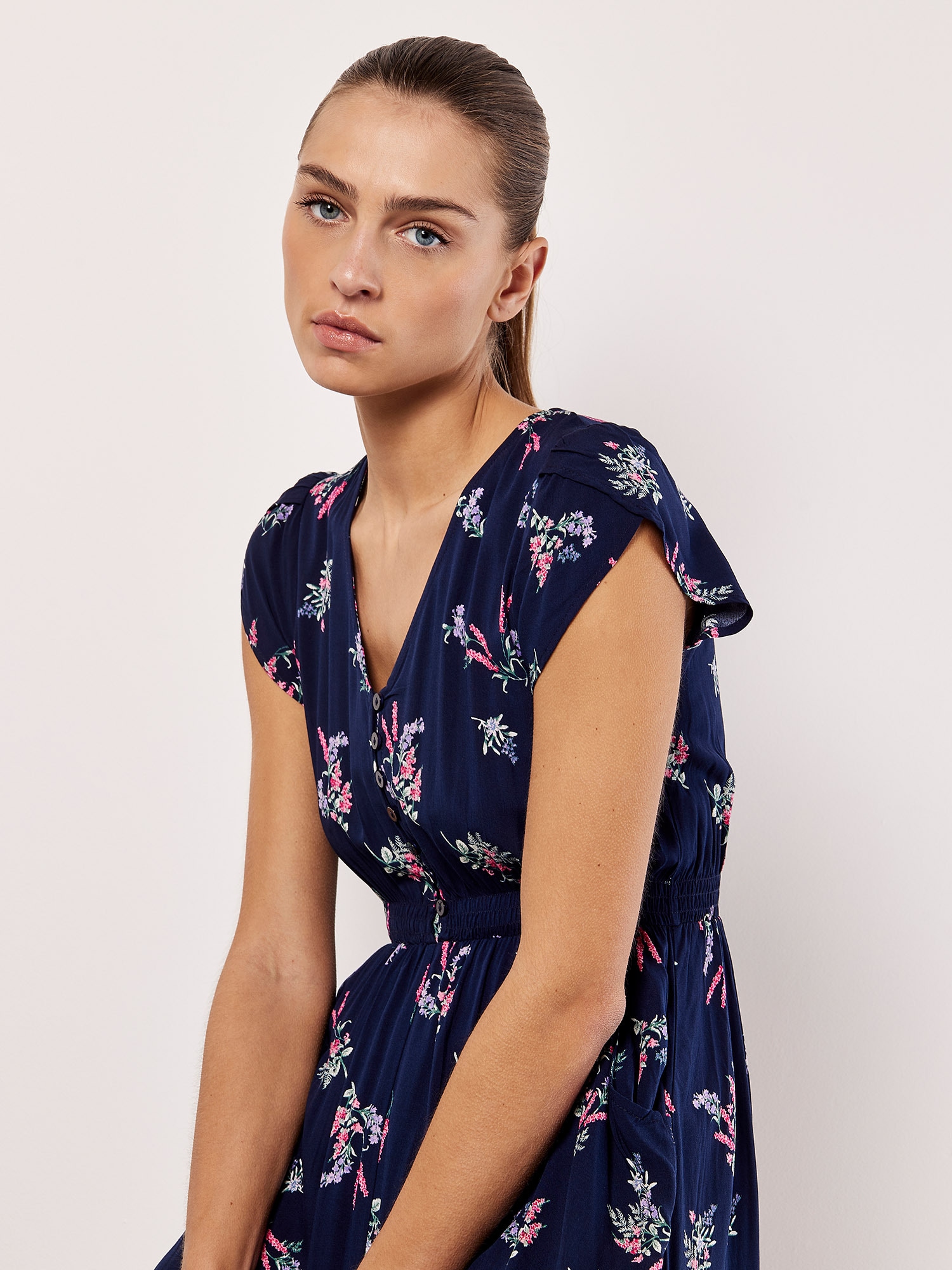 Apricot Sommerkleid »Maxikleid« mit bestickter Bordüre