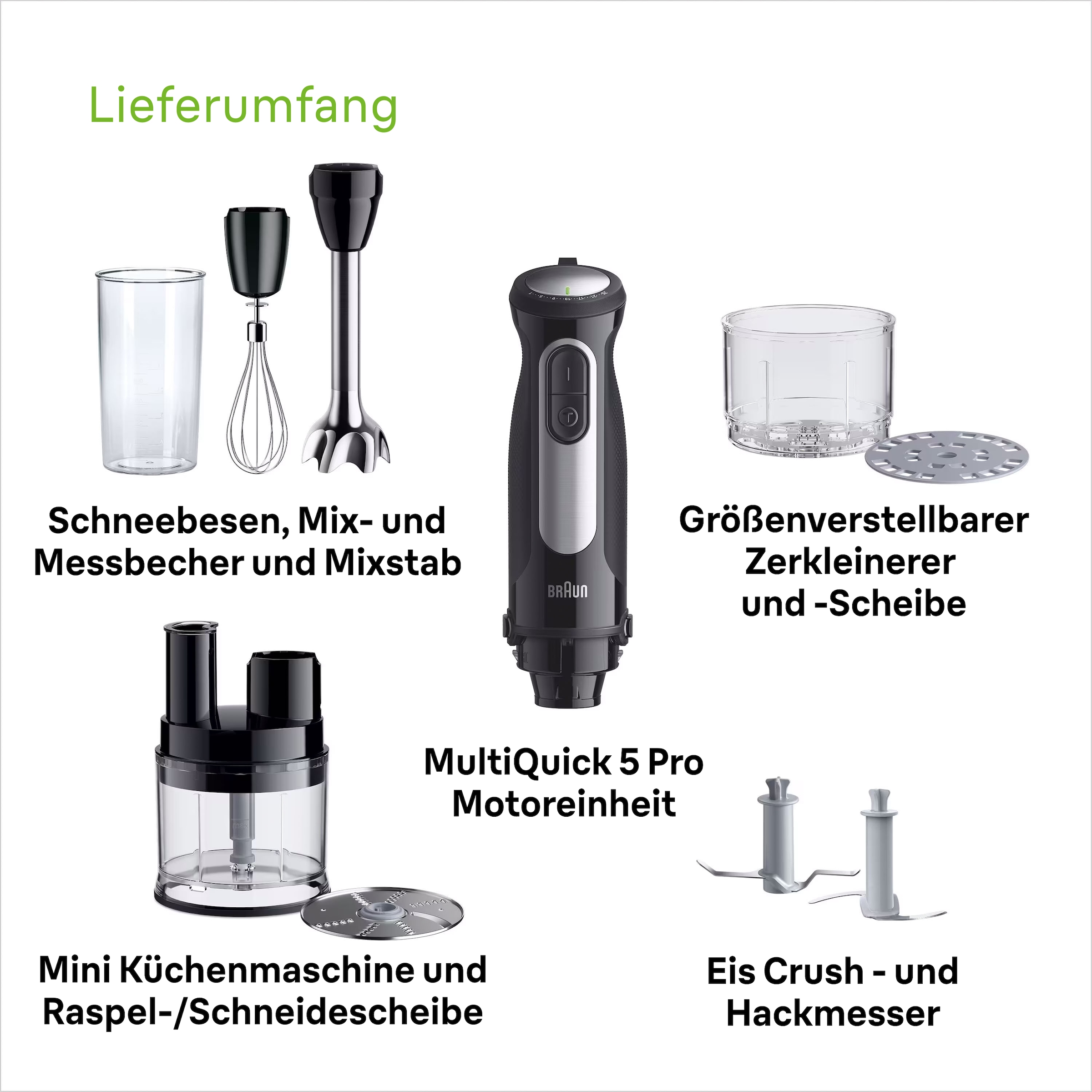 Braun Stabmixer »MultiQuick 5 Pro MQ55755M«, 1000 W, schwarz