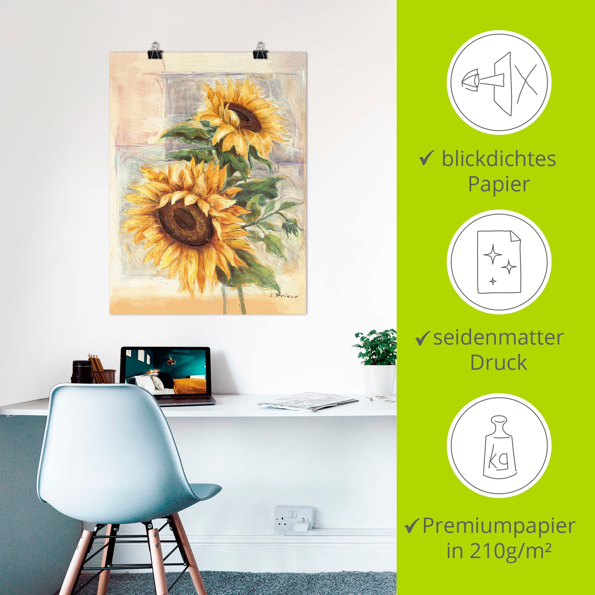 Artland Wandbild »Sonnenblumen II«, Blumen, (1 St.), als Alubild, Outdoorbild, Leinwandbild, Poster, Wandaufkleber