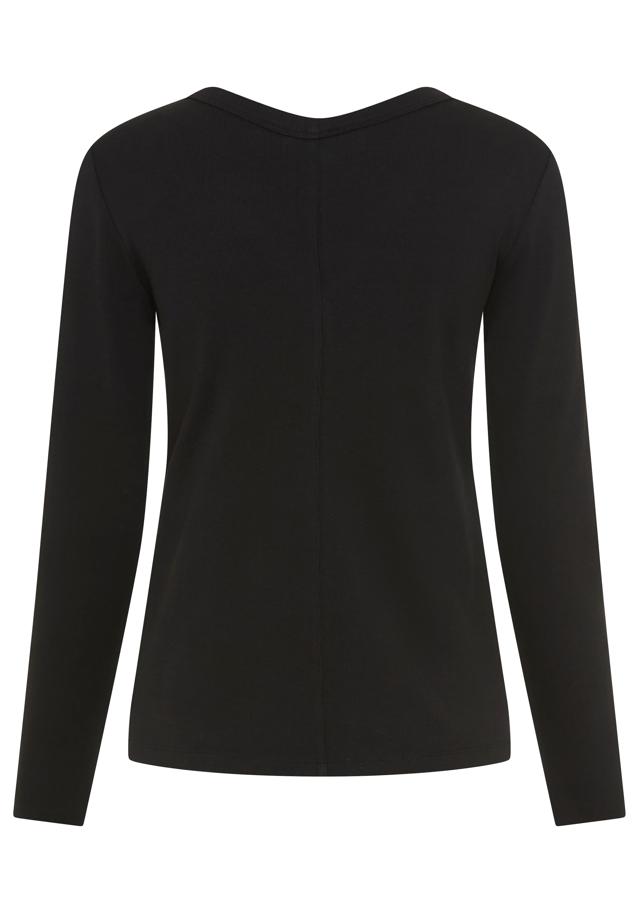 Calvin Klein Jeans Langarmshirt »WOVEN LABEL BABY RIB BUTTON« Figurbetonte Passform mit V-Ausschnitt