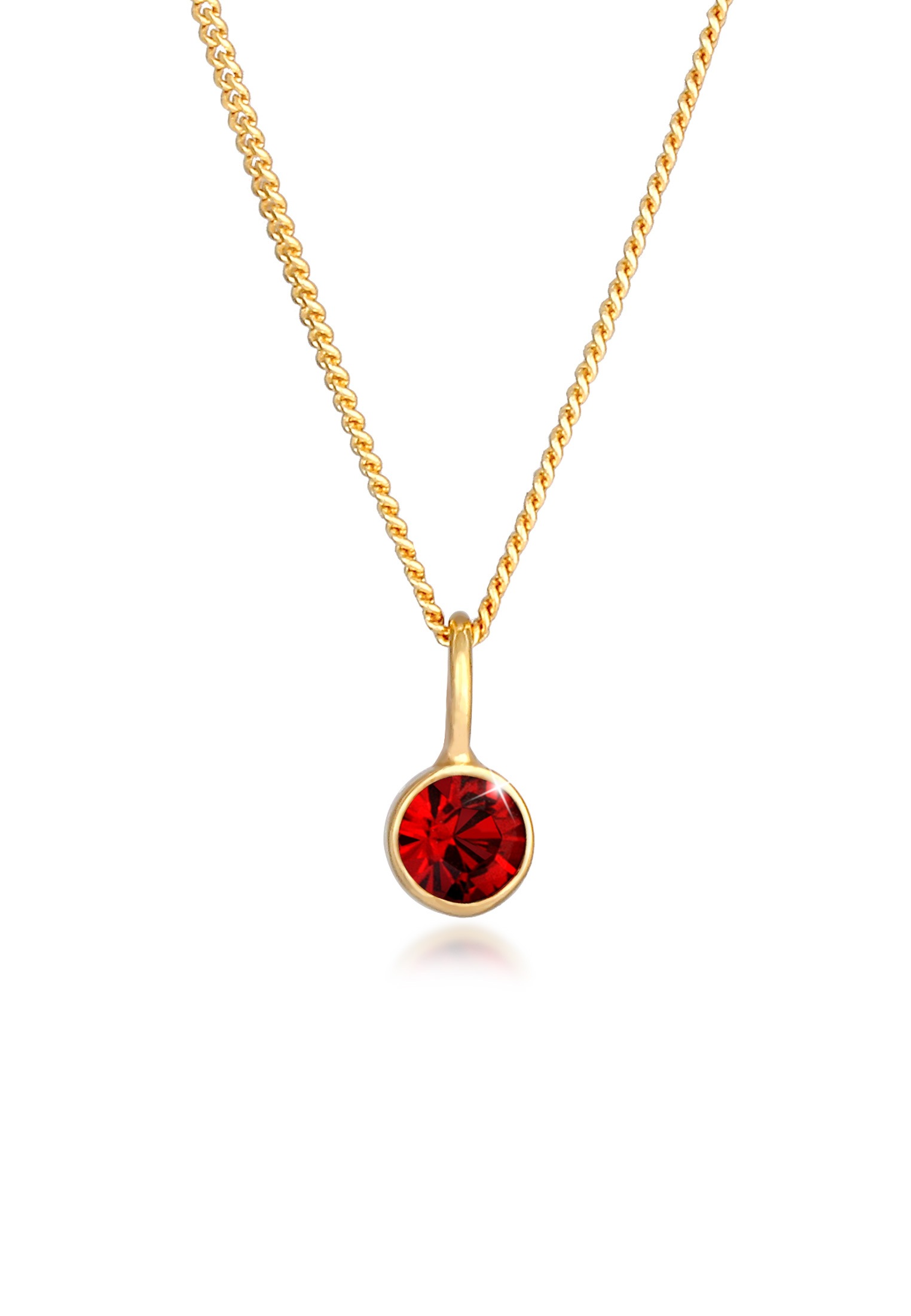 Elli Silberkette »Halskette Solitär Rund Kristall Rot 925 Silber«