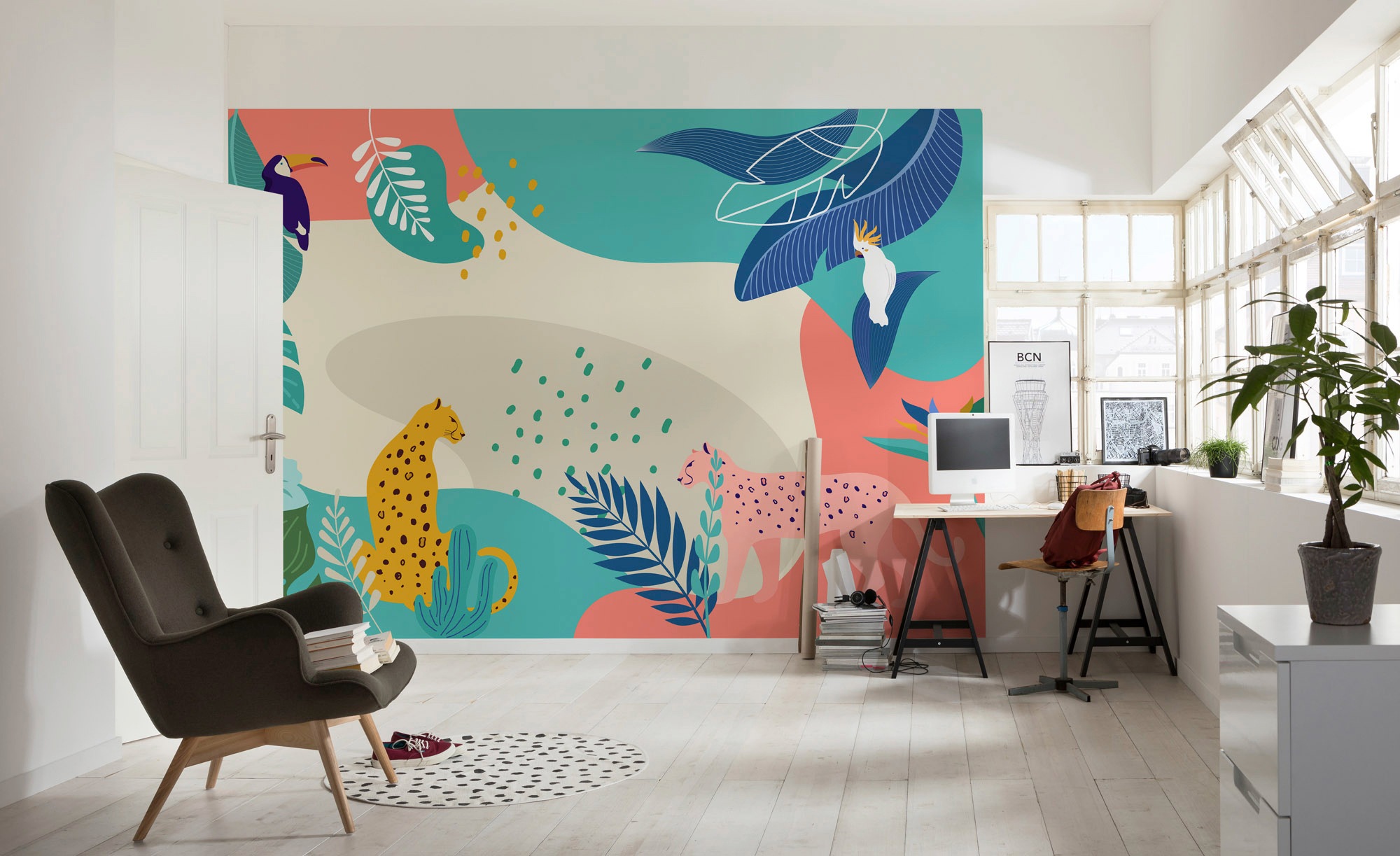 Komar Vliestapete »Digitaldruck Vlies - Jungle Rendezvous - Größe 400 x 280 cm«, bedruckt, Kinderzimmer