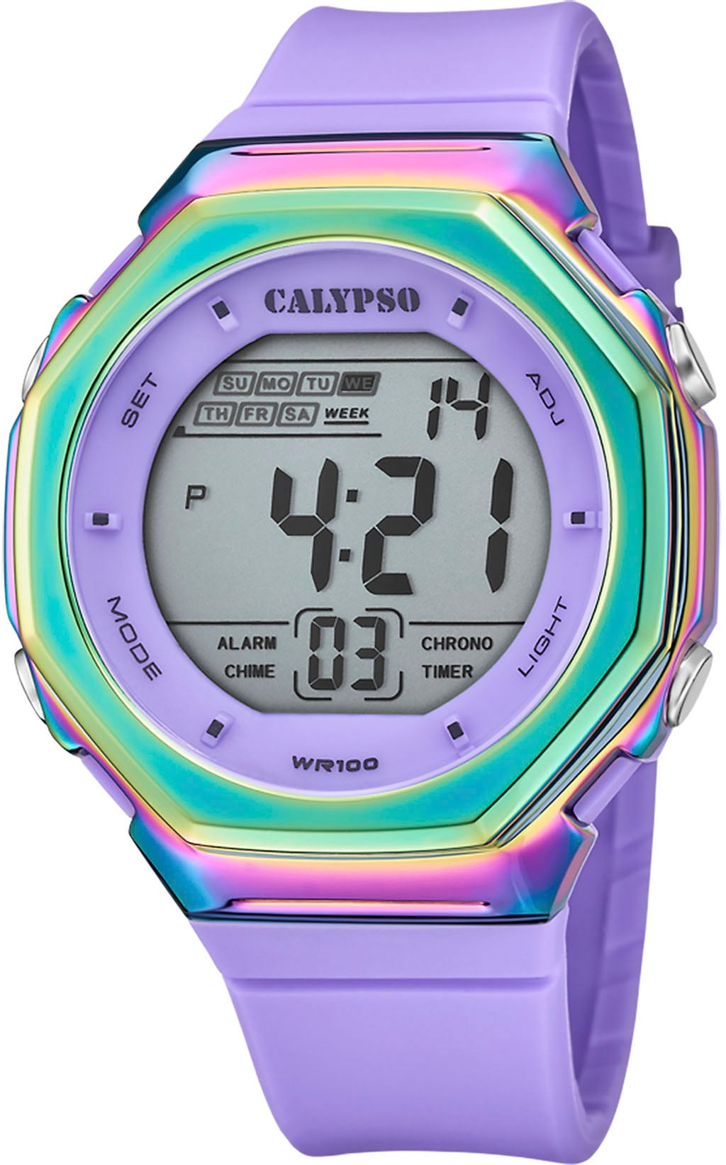 CALYPSO WATCHES Chronograph »Color Splash, K5842/2«, Armbanduhr, Quarzuhr, Damenuhr, Digitalanzeige, Datum, Stoppfunktion